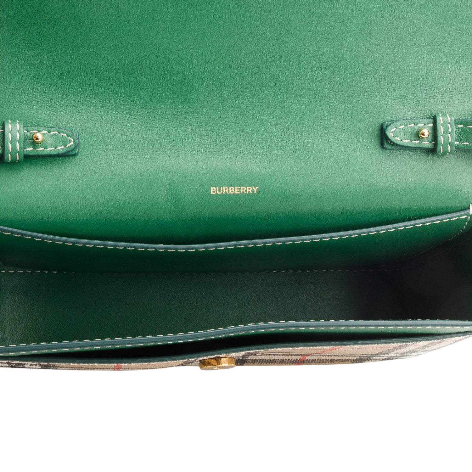 Burberry Green Calfskin Vintage Check New Hampshire Bag
