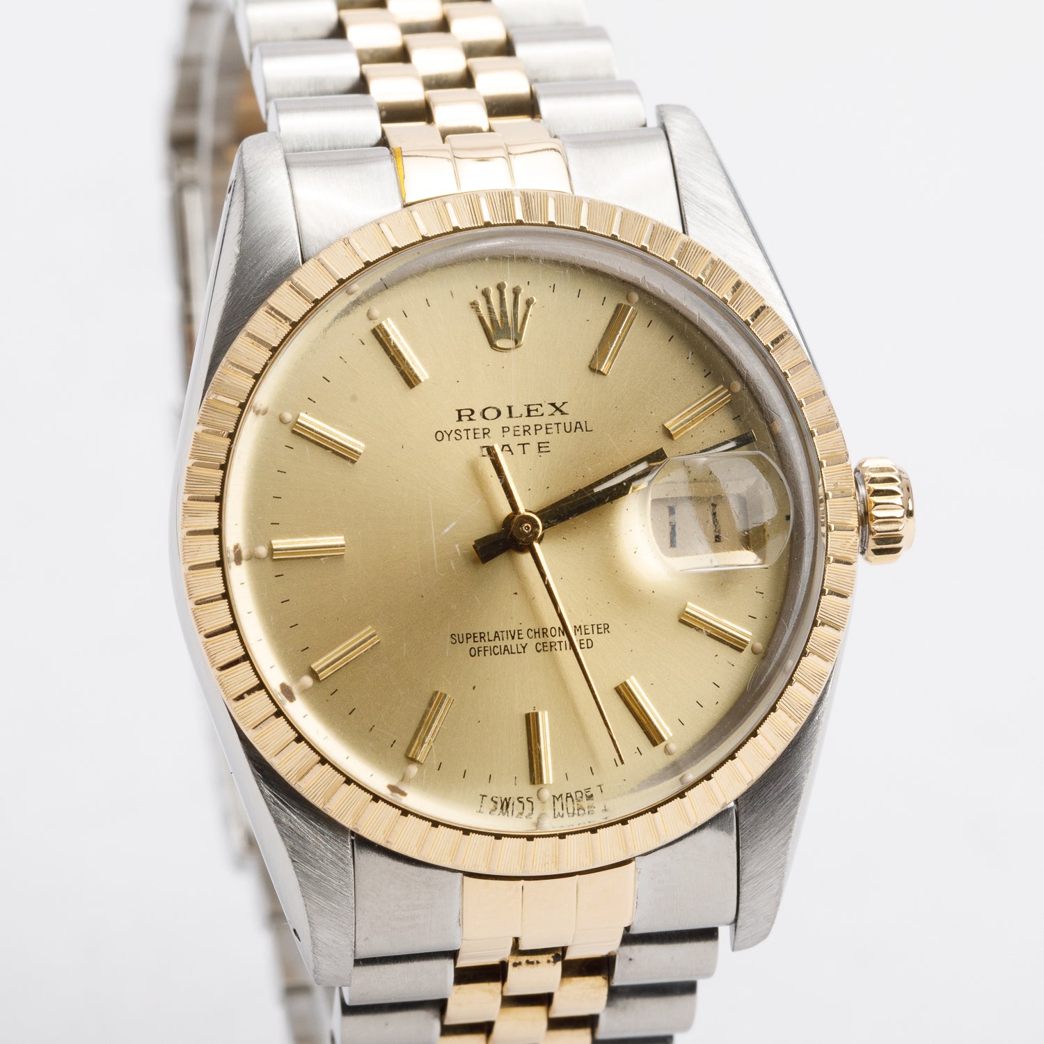 Rolex Stainless Steel & 18k Yellow Gold Oyster Perpetual Date 36 MM Automatic Watch Champagne Dial 15053