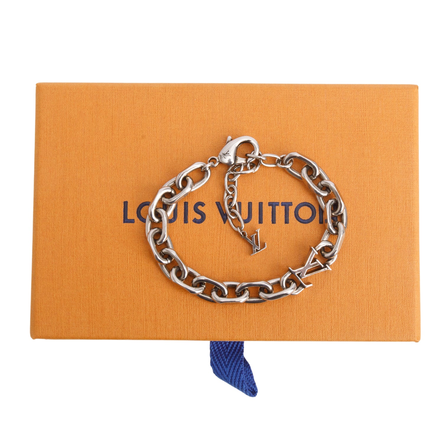 Louis Vuitton 2025 Palladium Plated LV Yours Chain Bracelet w/ Box & Receipt