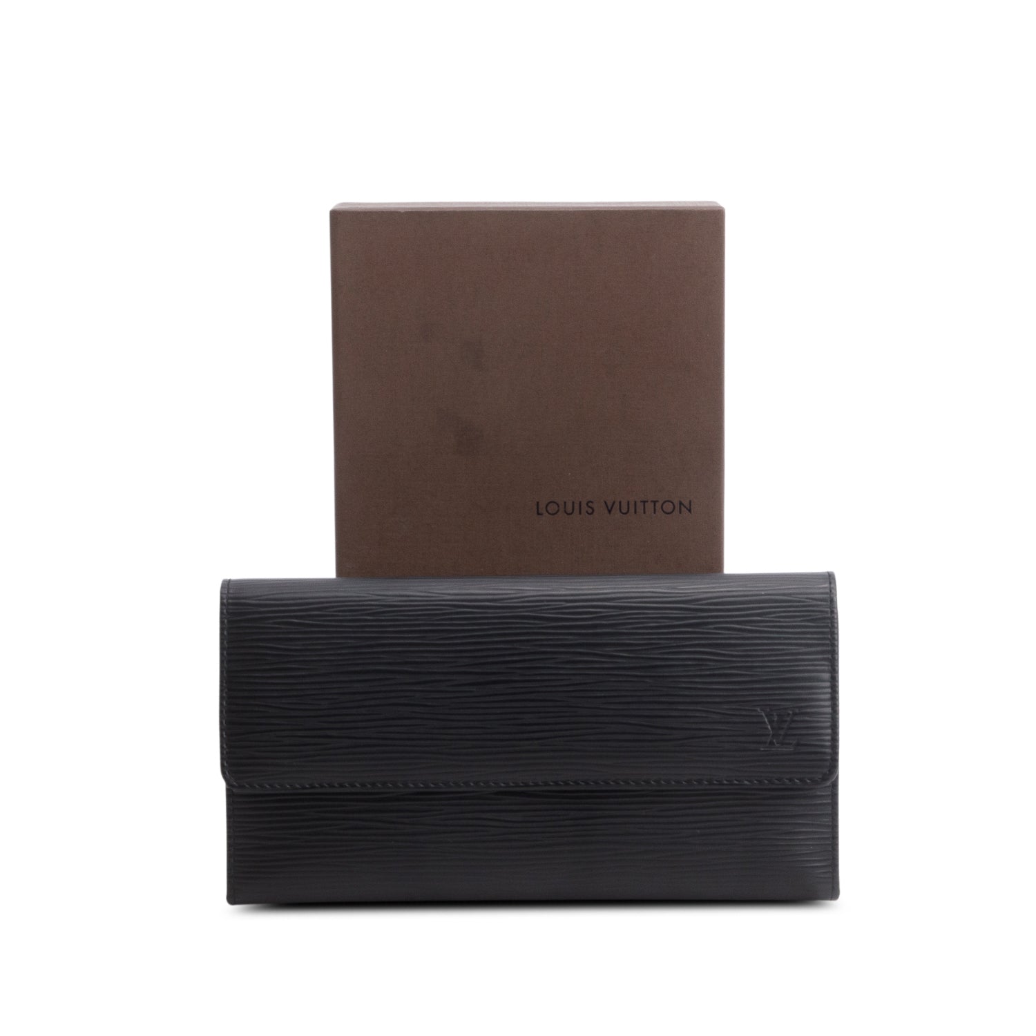 Louis Vuitton Black Epi Porte Tresor International Wallet w/ Box