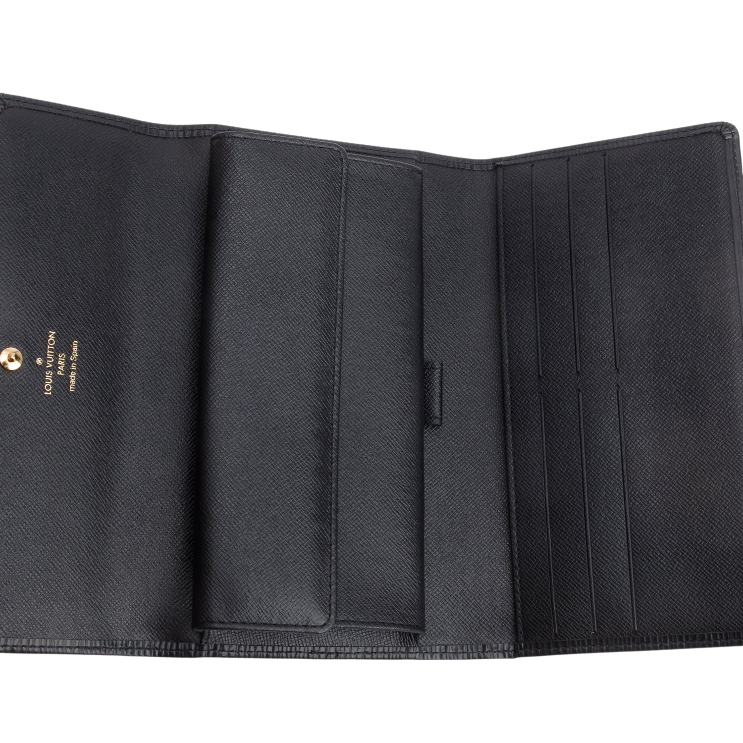 Louis Vuitton Black Epi Porte Tresor International Wallet w/ Box