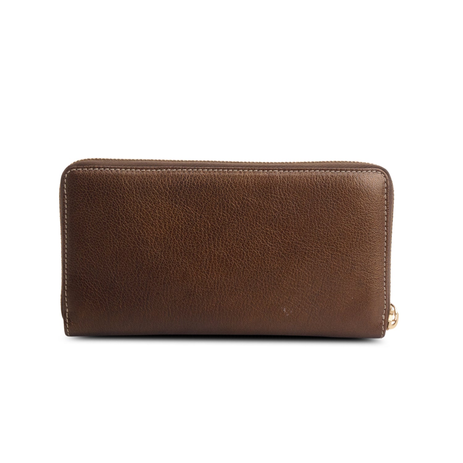 Gucci Brown Calfskin Zip Around Capri Wallet w/ Box