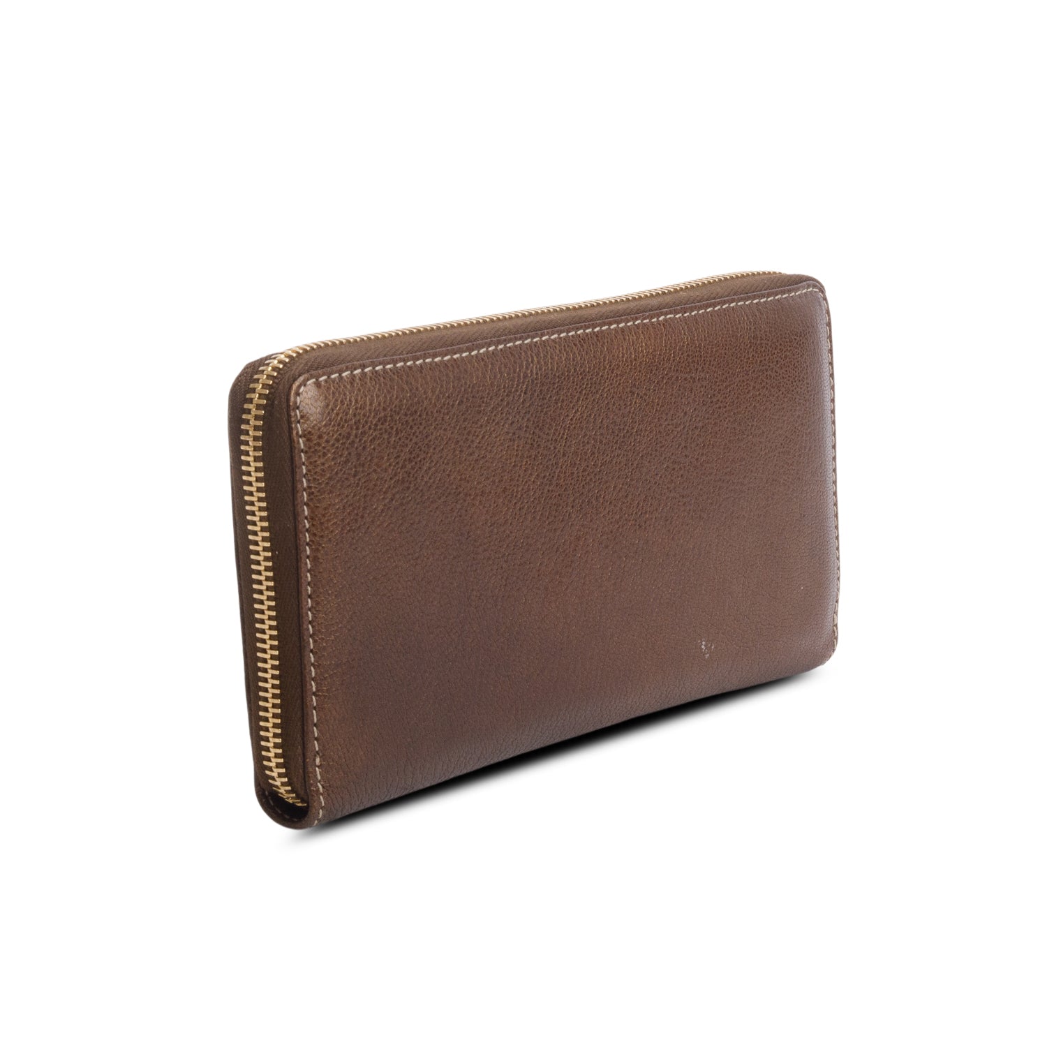 Gucci Brown Calfskin Zip Around Capri Wallet w/ Box