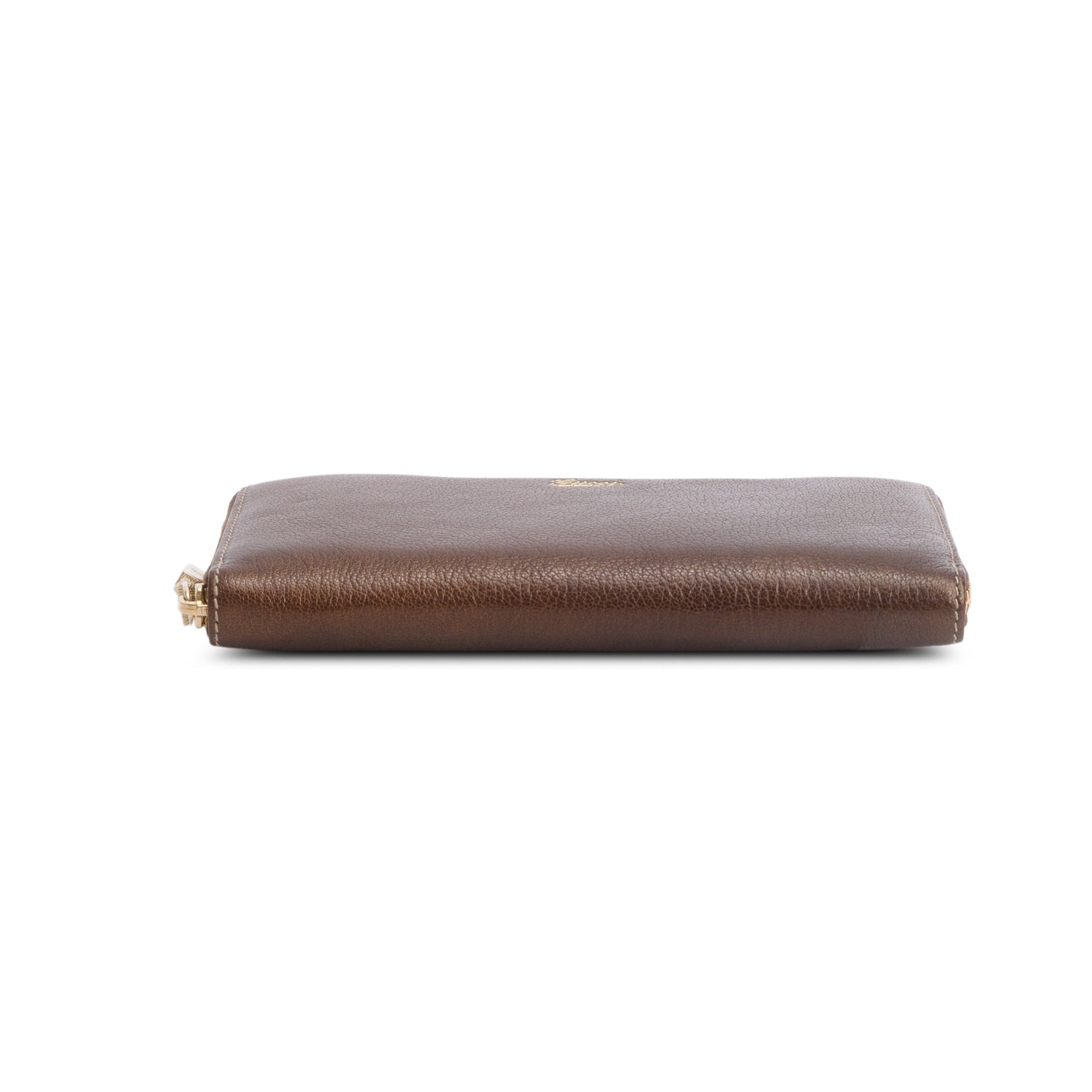 Gucci Brown Calfskin Zip Around Capri Wallet w/ Box