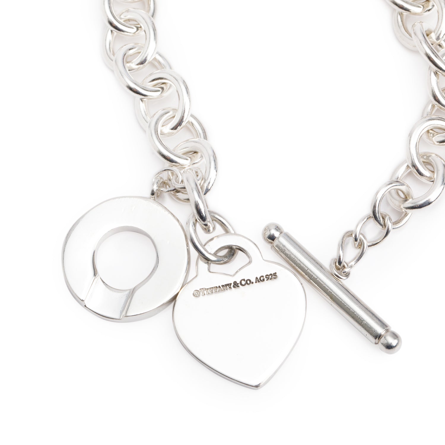 Tiffany & Co. Sterling Silver Return To Tiffany Heart Tag Charm Bracelet with Toggle Clasp