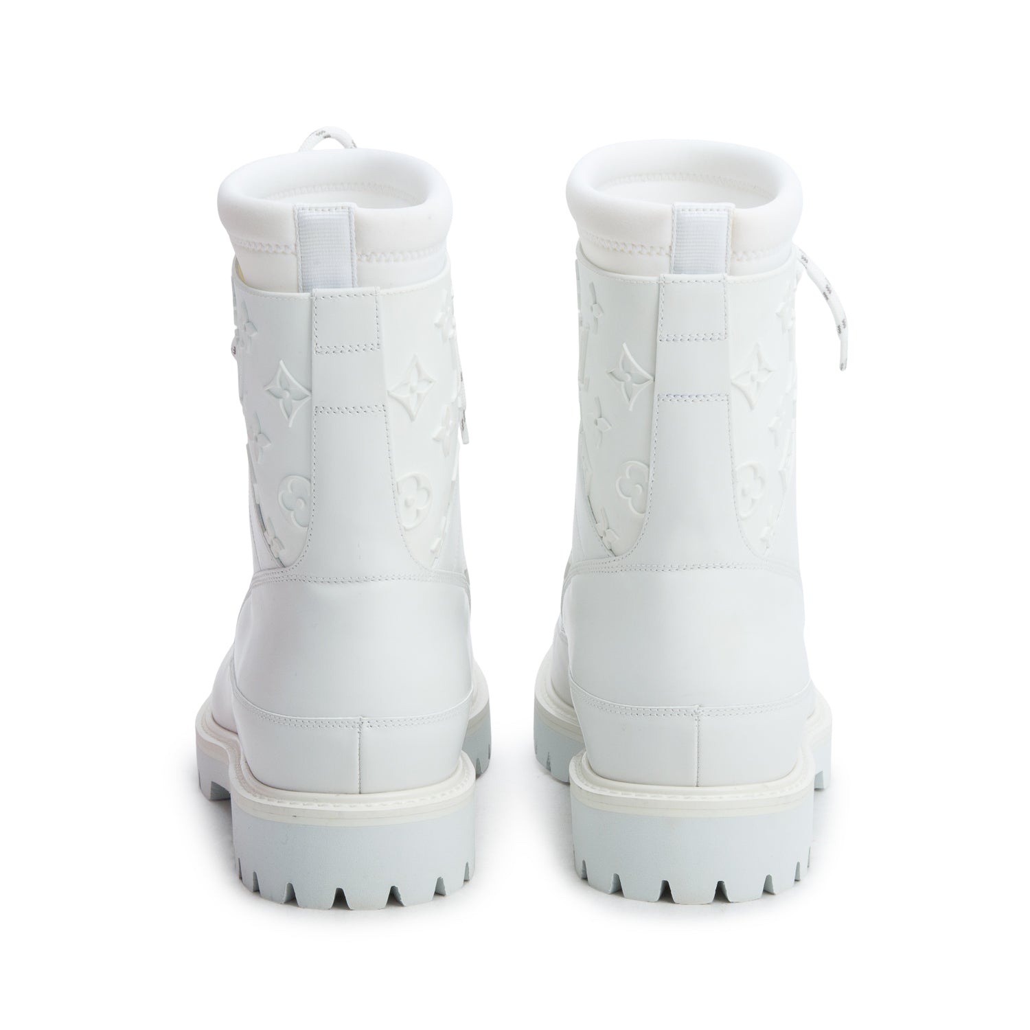 Louis Vuitton White Monogram Landscape Combat Boots, Men's Size 10 w/ Box
