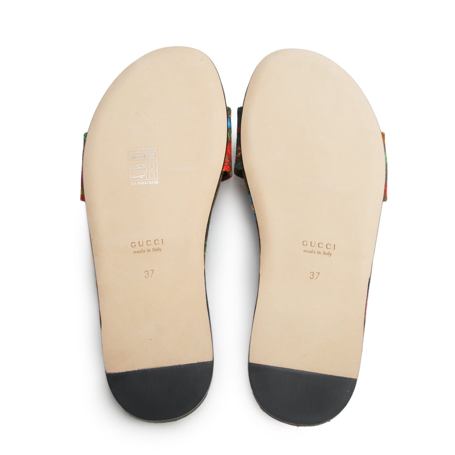 Gucci Green Canvas Flora Print Horsebit Slide Sadals, Women's Size 37 w/ Box
