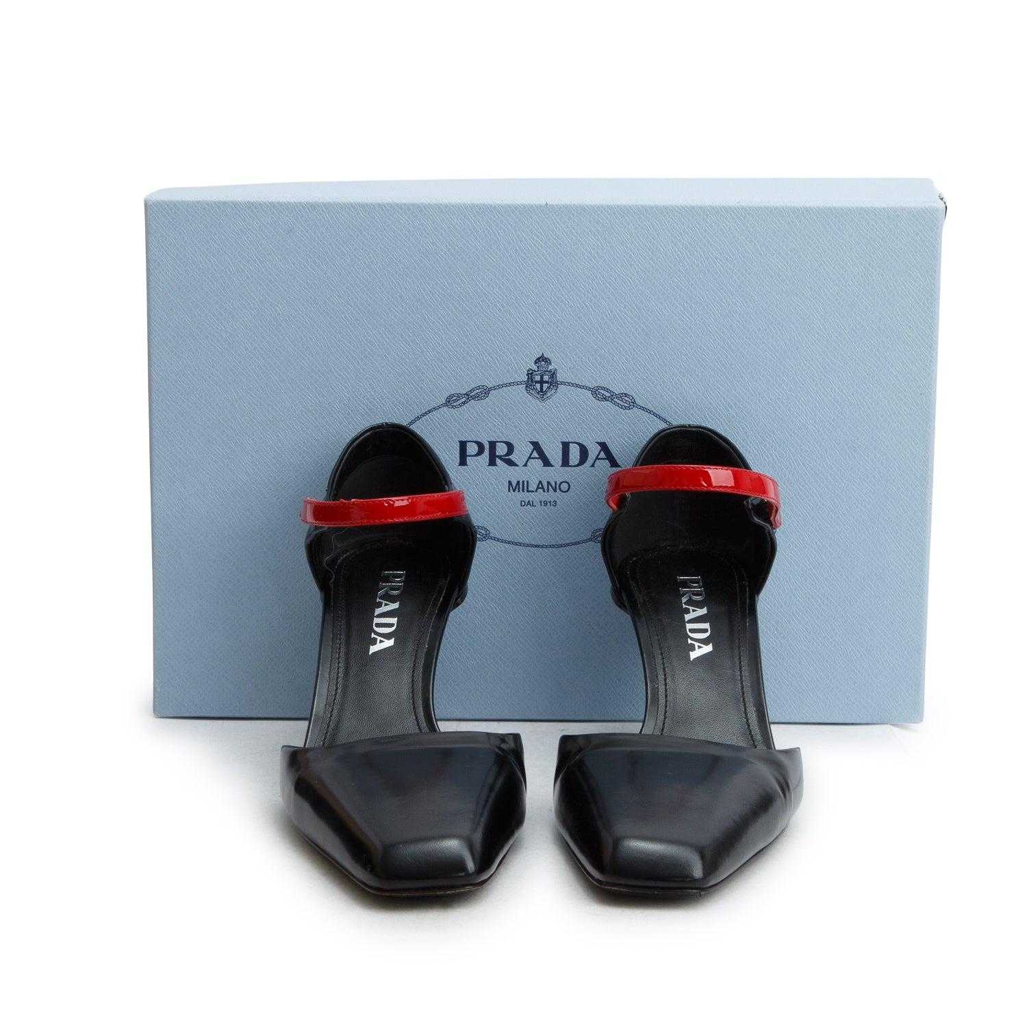 Prada Black/Red Spazzolato Leather Mary Jane Pumps, Women's Size 37