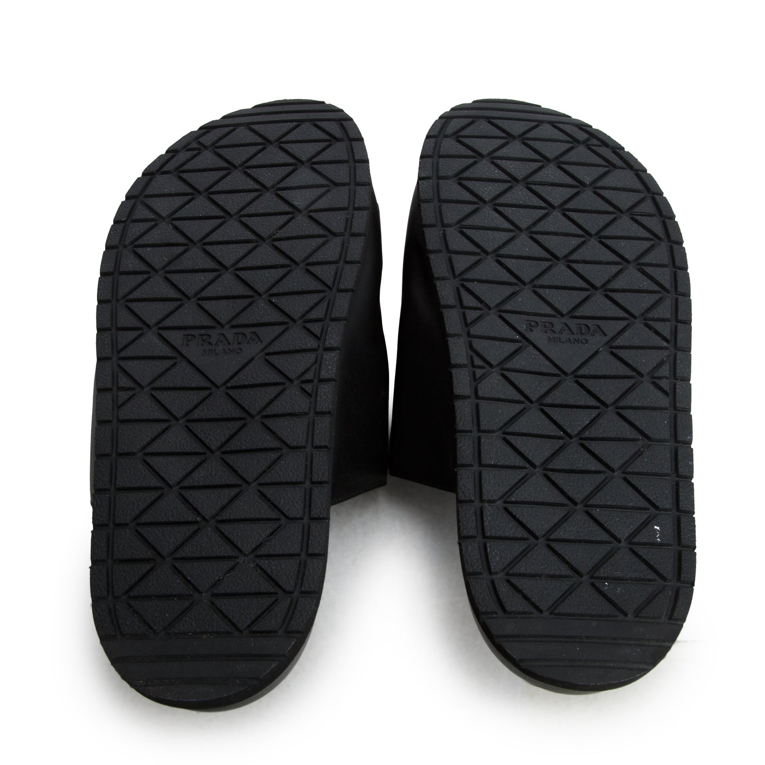 Prada Black Leather Strap Slides, Women's Size 36