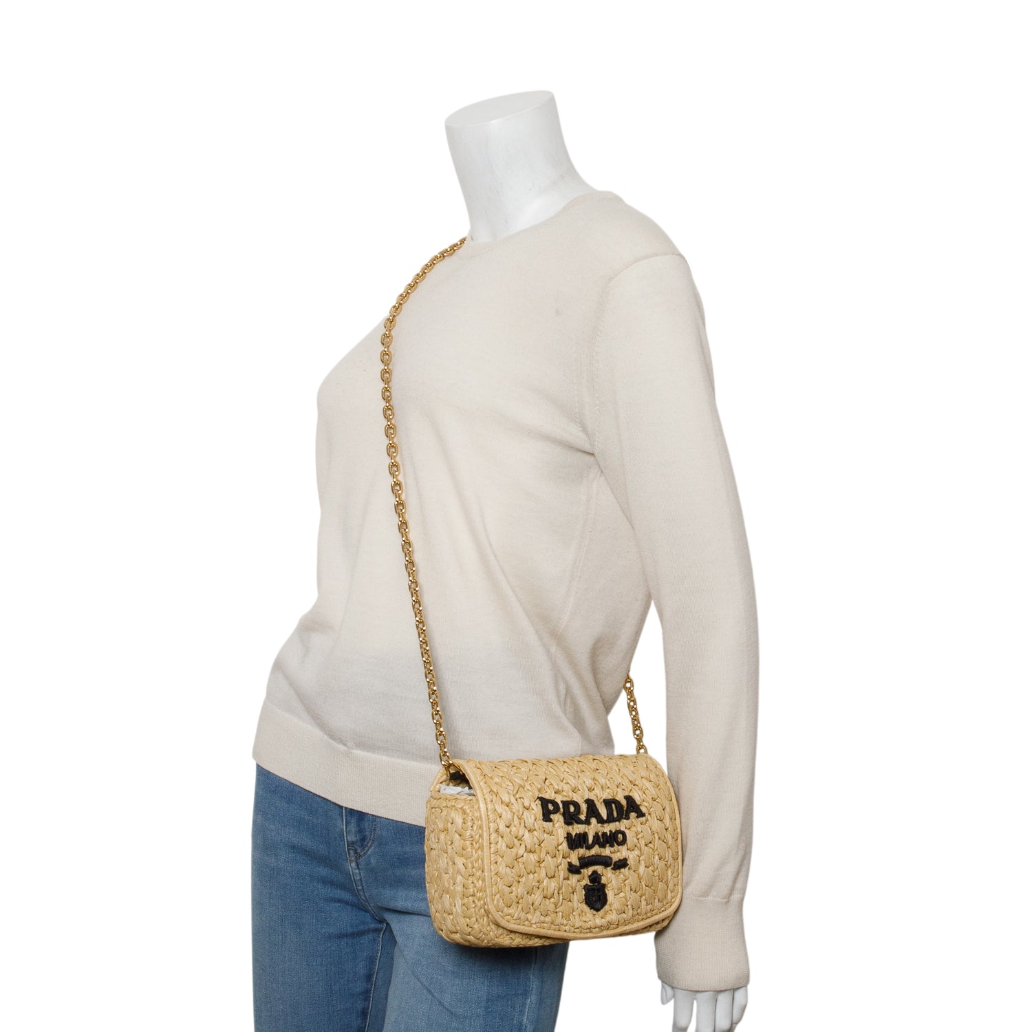 Prada Yarn Raffia Effect Crochet Shoulder Bag
