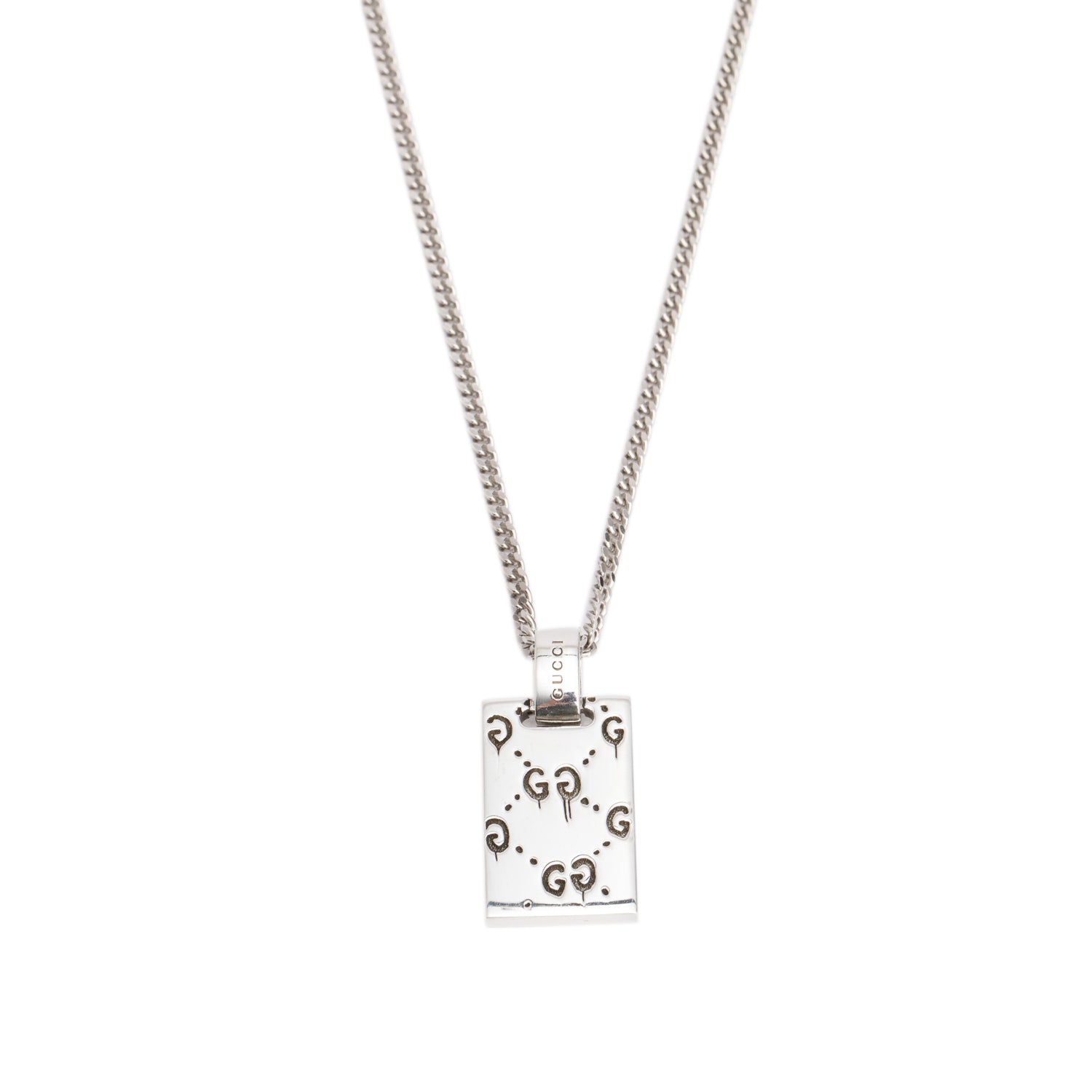 Gucci Sterling Silver Ghost Pendant Necklace w/ Box