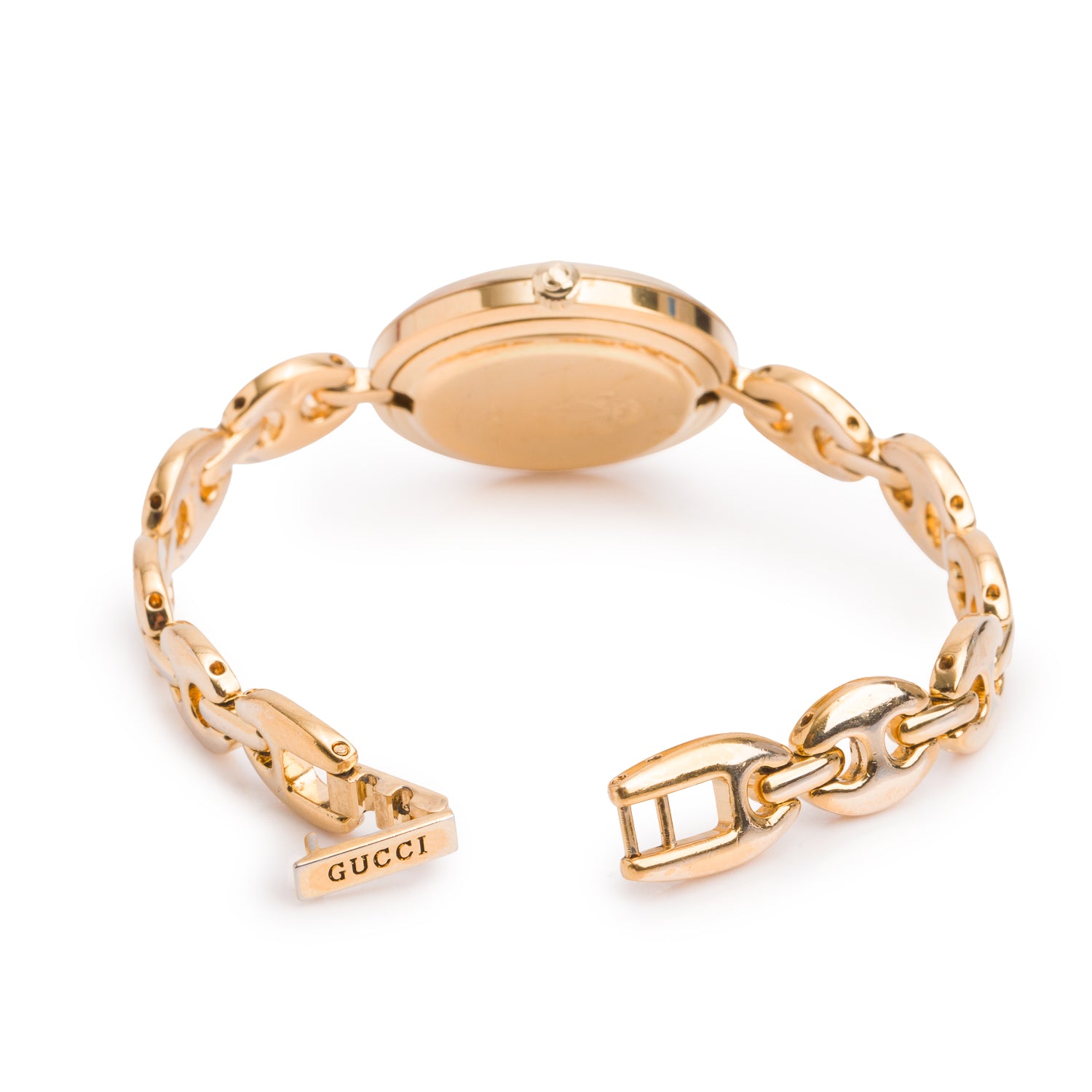Gucci Gold Plated Stainless Steel 1100 Series 26 MM Watch White Dial w/ Box & 6 Multicolour Bezels