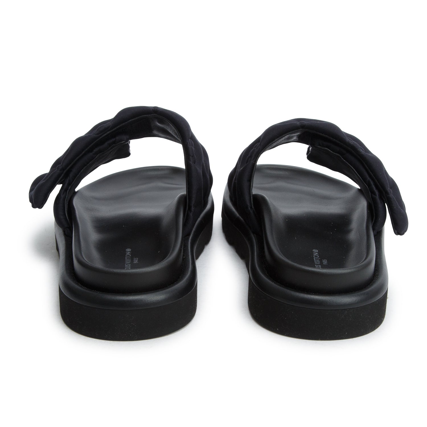 Louis Vuitton 2022 Black Monogram Nylon Pool Pillow Flat Comfort Mule, Size 36 w/ Box