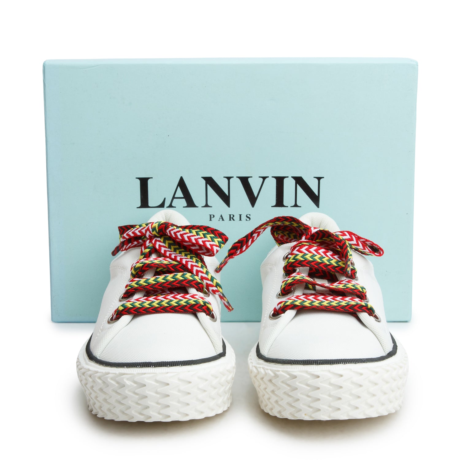 Lanvin White Canvas Curbie Low Top Men's Sneakers, Size 42 w/ Box