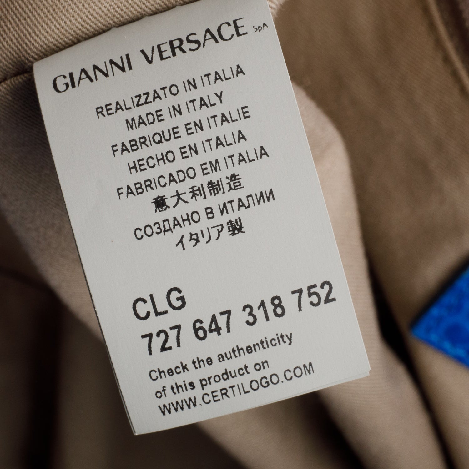 Versace Blue Vitello Leather Stampa Bufalo Bag w/ Strap