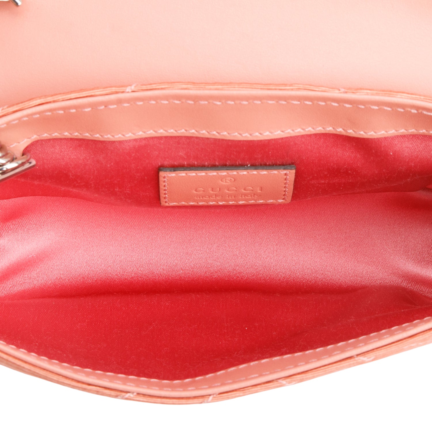 Gucci Pink Moire Fabric Calfskin Crystal Matelasse Mini GG Marmont Chain Belt Bag