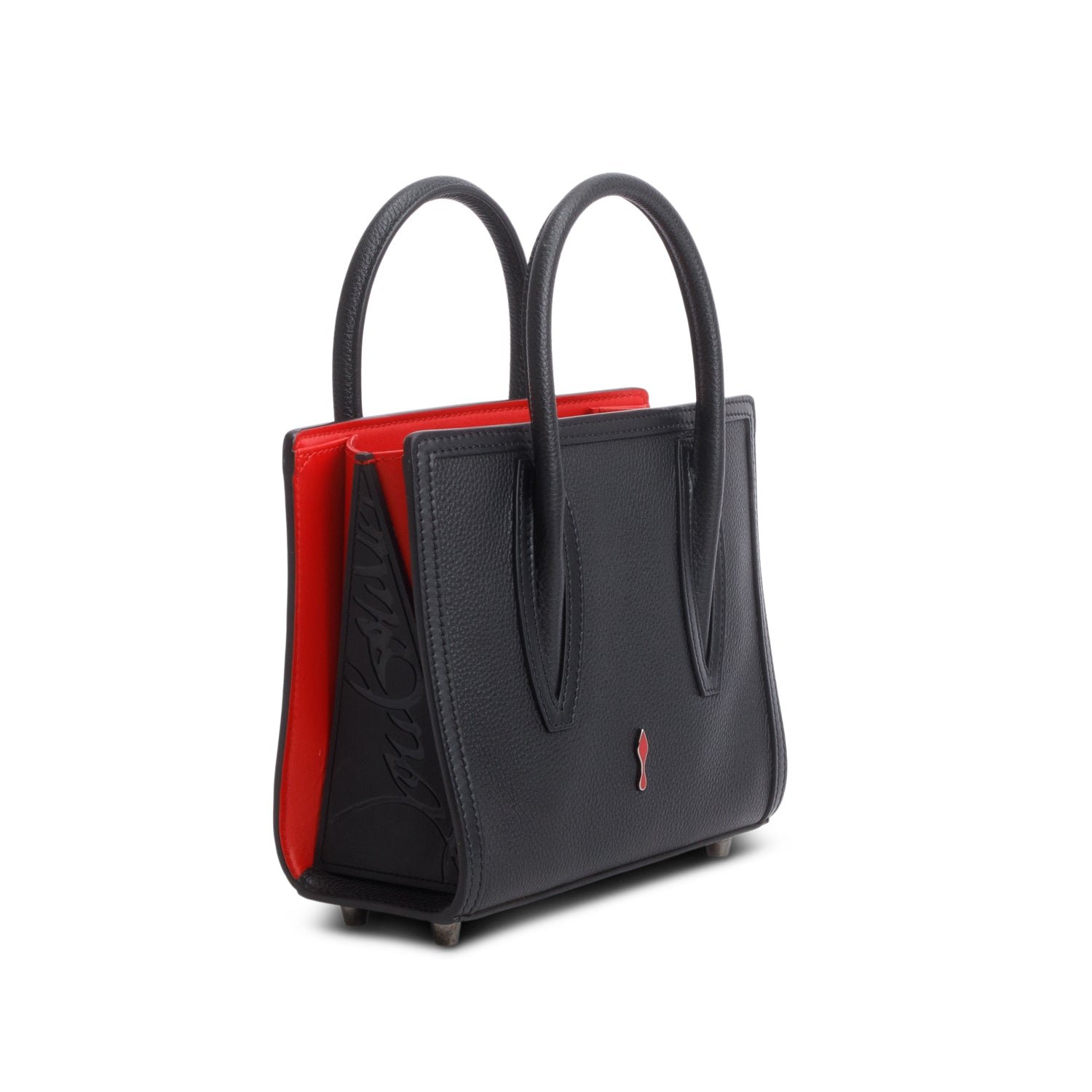 Christian Louboutin Black Calfskin Spikes Loubinthesky Mini Paloma Top Handle w/ Strap