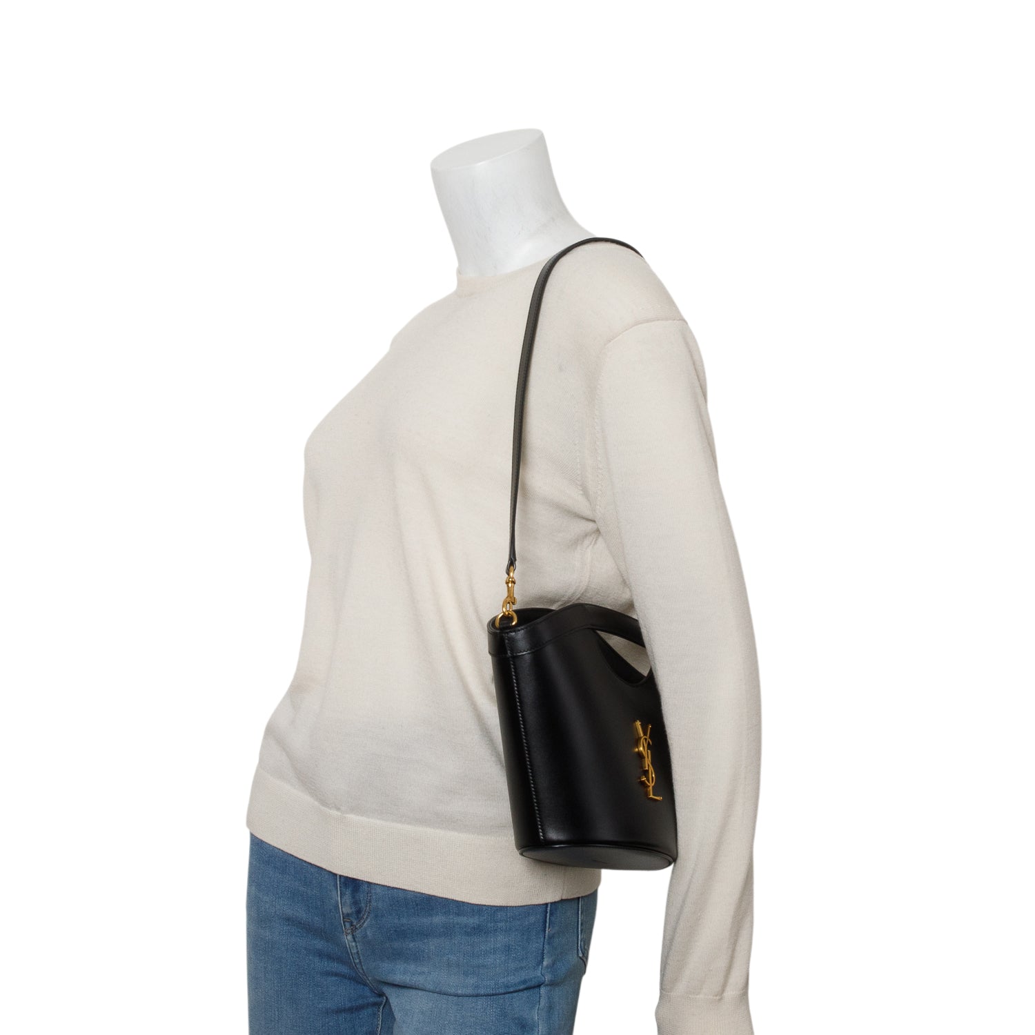 Saint Laurent 2024 Black Lambskin Celia Mini Tote w/ Strap