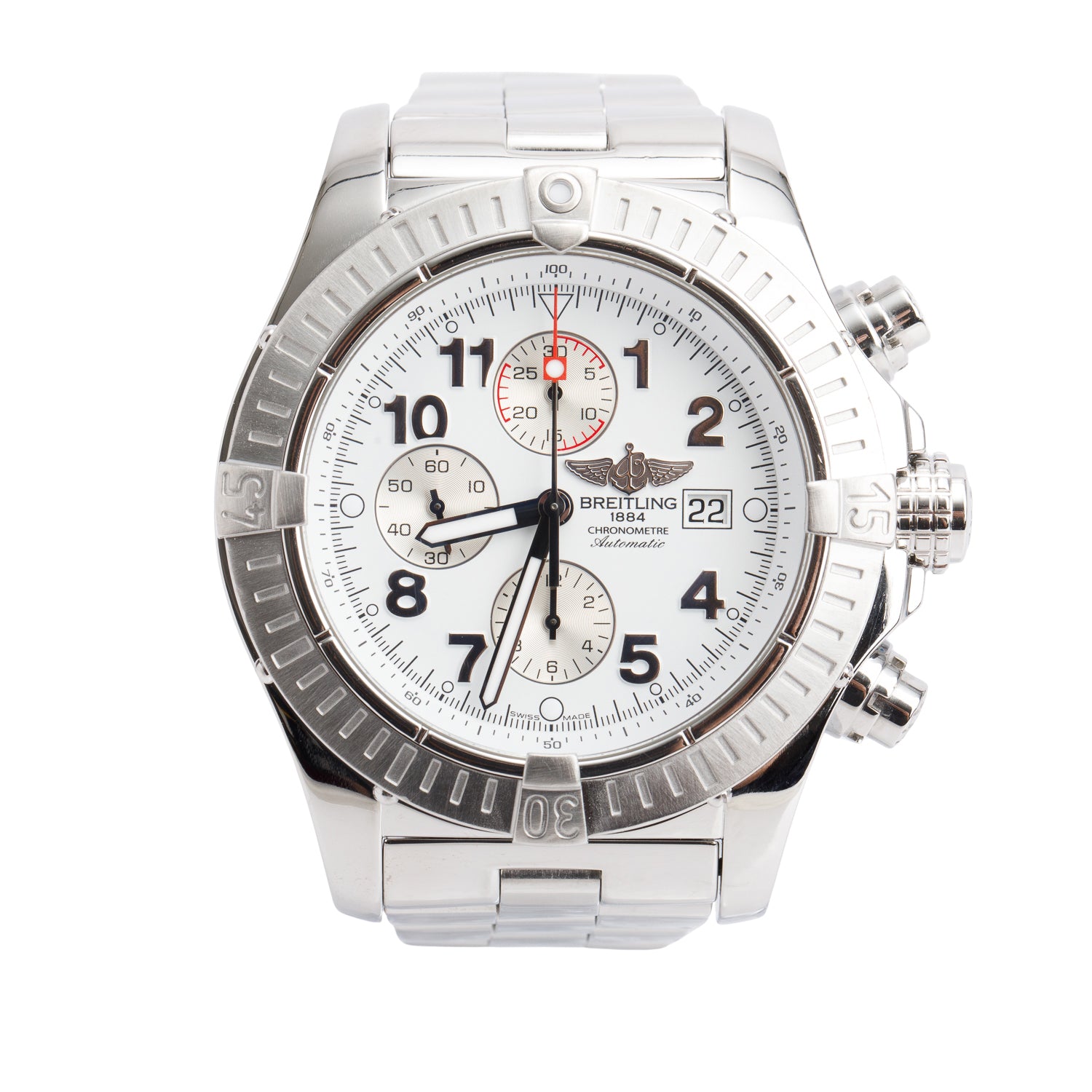 Breitling Stainless Steel Super Avenger 48 MM Automatic Chronograph Watch A13370 w/ Box & Papers