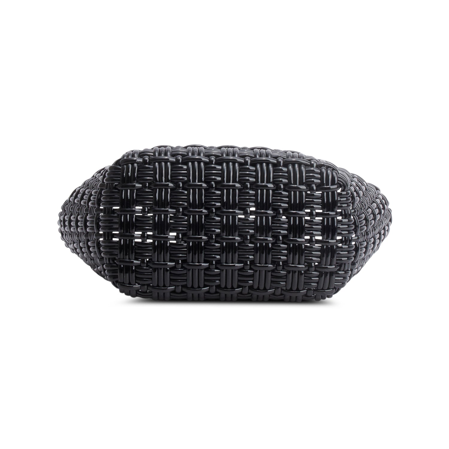 Balenciaga Black Varnished Faux Calfskin Braided XS Bistro Basket w/ Strap