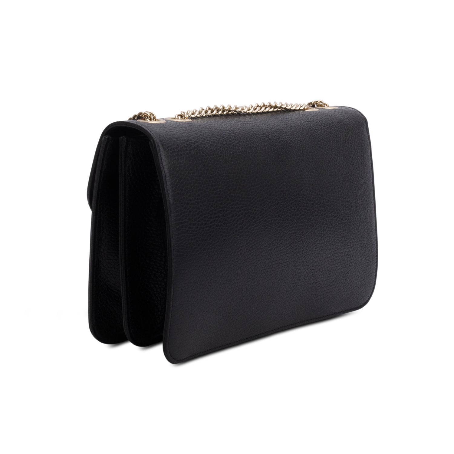 Gucci Black Calfskin Leather Medium Dollar Interlocking GG Shoulder Bag