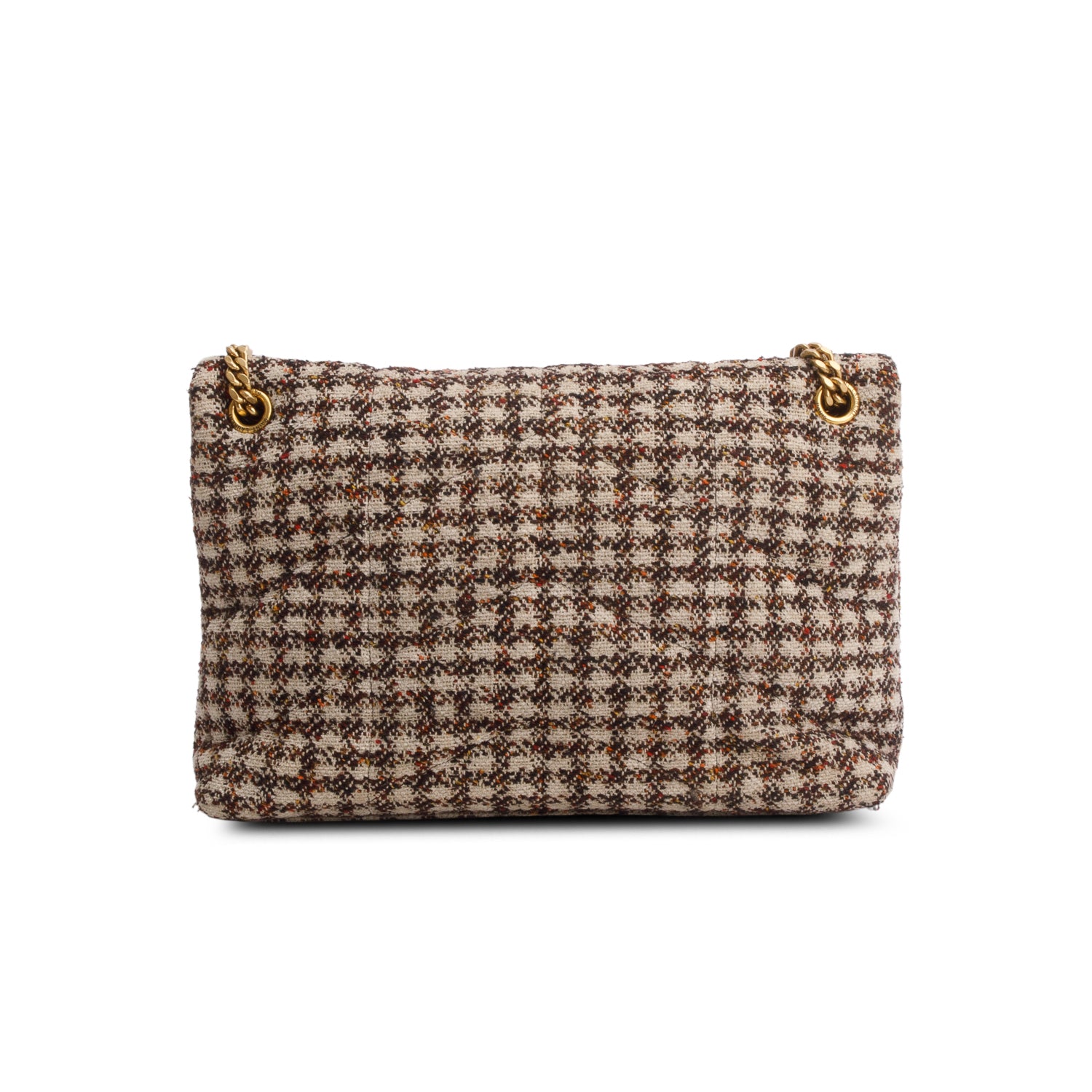 Saint Laurent 2021 Multicolor Tweed Quilted Loulou Puffer Monogram Chain Satchel