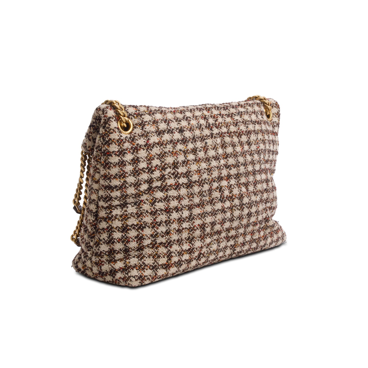 Saint Laurent 2021 Multicolor Tweed Quilted Loulou Puffer Monogram Chain Satchel