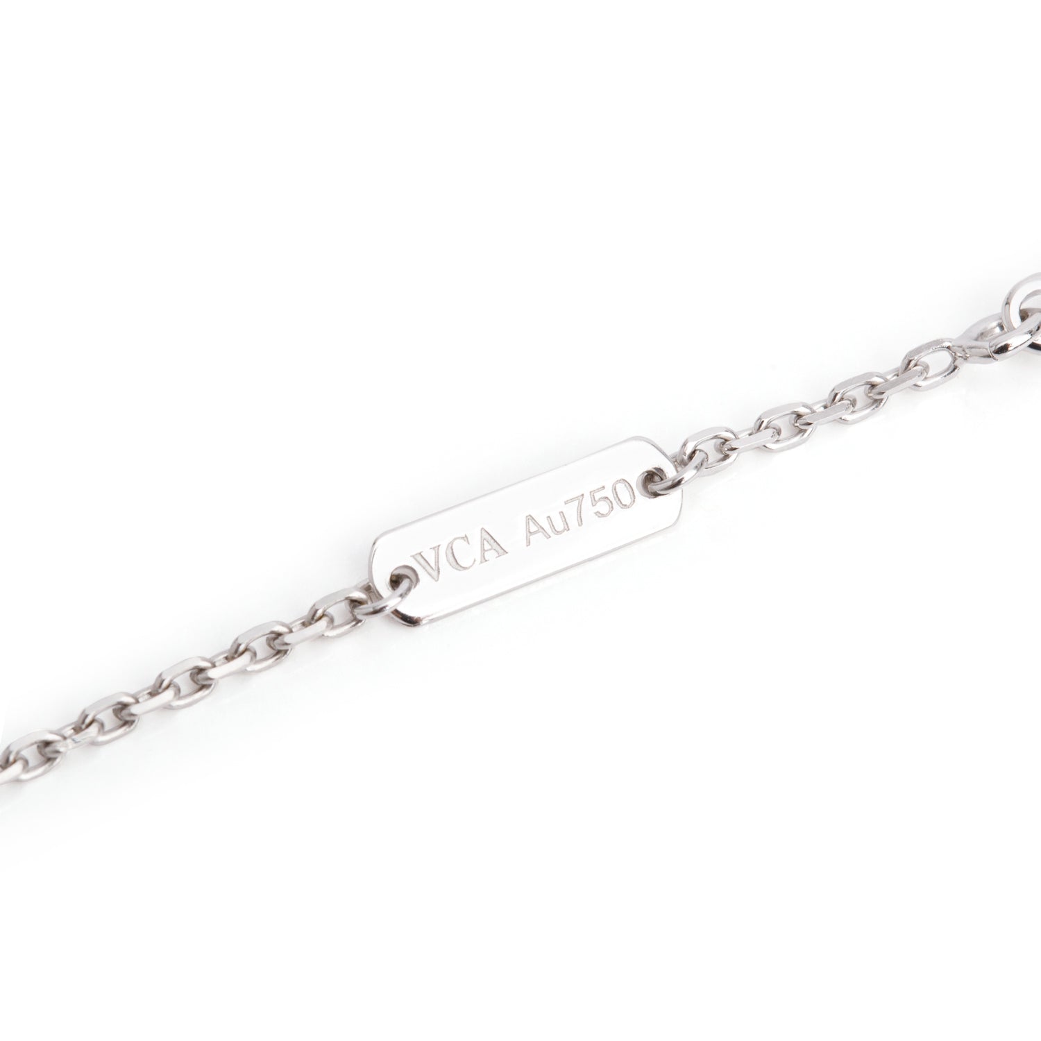 Van Cleef & Arpels 2022 Limited Edition 18k White Gold Vintage Alhambra Diamond Sevres Porcelain Holiday Pendant Necklace w/ Box & Certificate