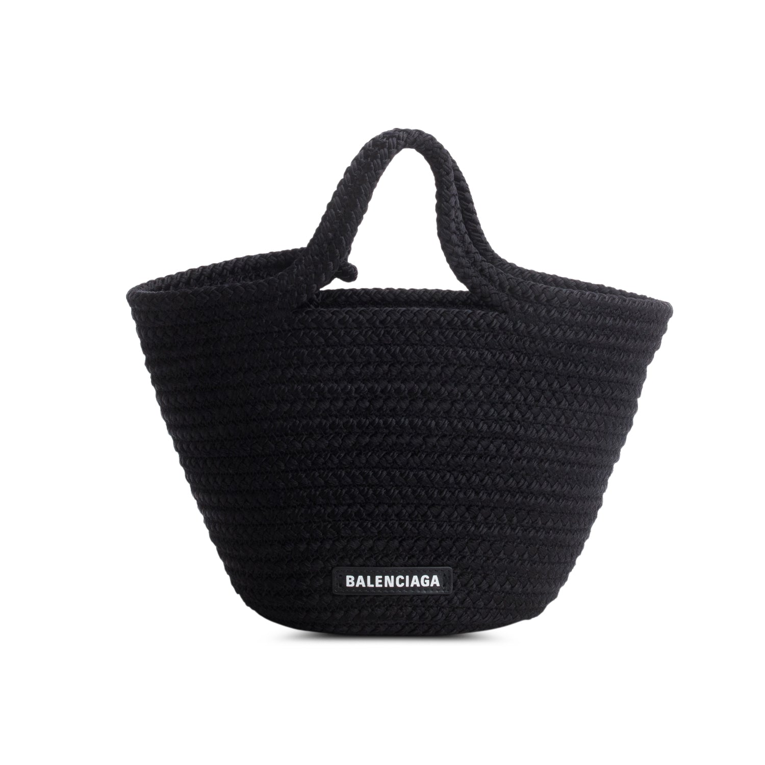 Balenciaga Black Lambskin Woven Small Ibiza Basket w/ Strap