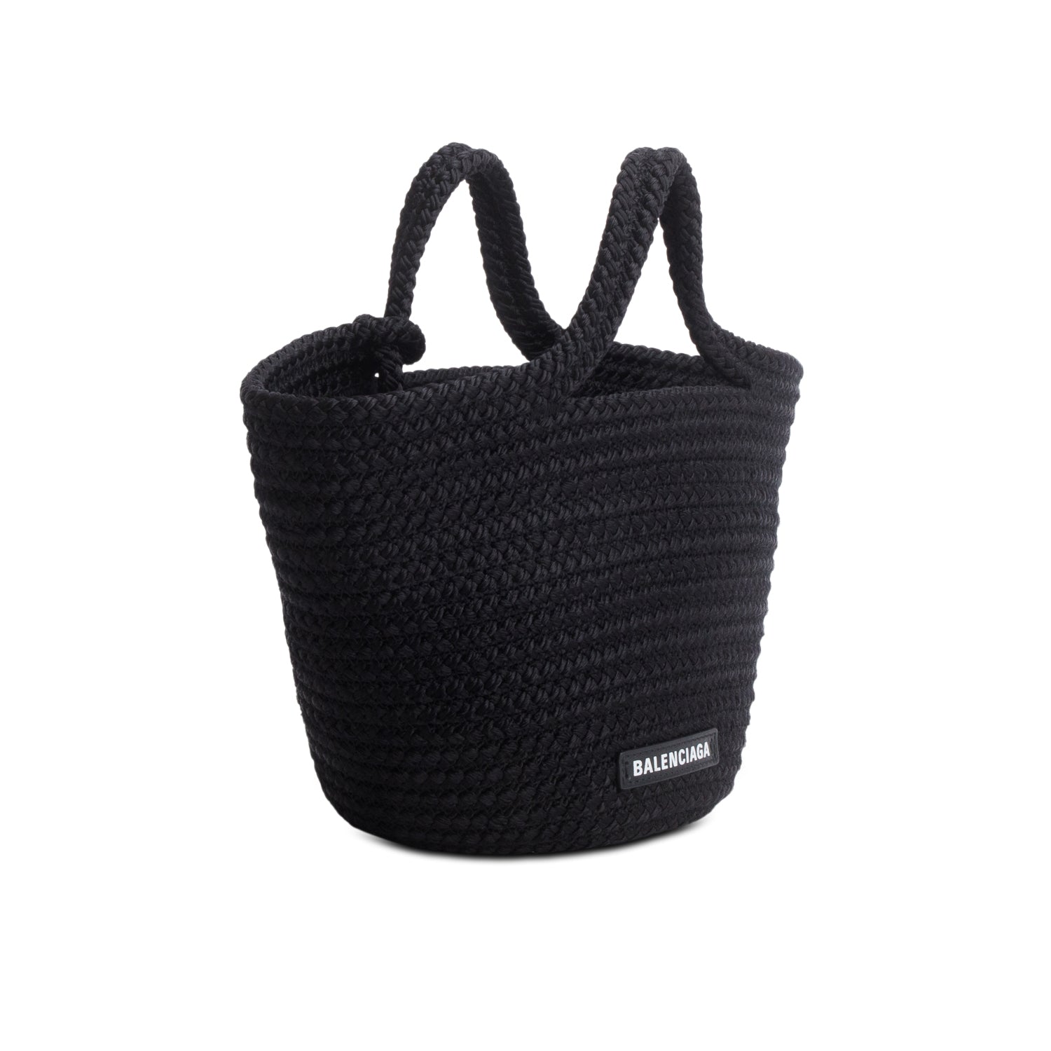 Balenciaga Black Lambskin Woven Small Ibiza Basket w/ Strap