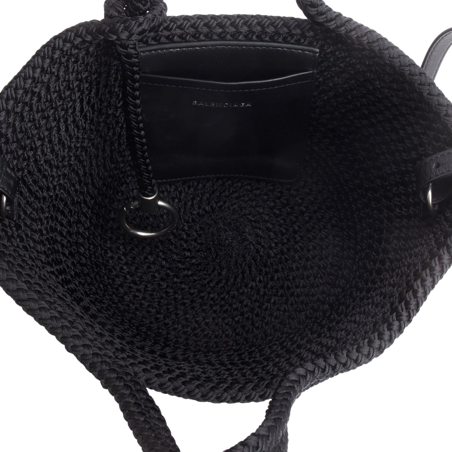 Balenciaga Black Lambskin Woven Small Ibiza Basket w/ Strap
