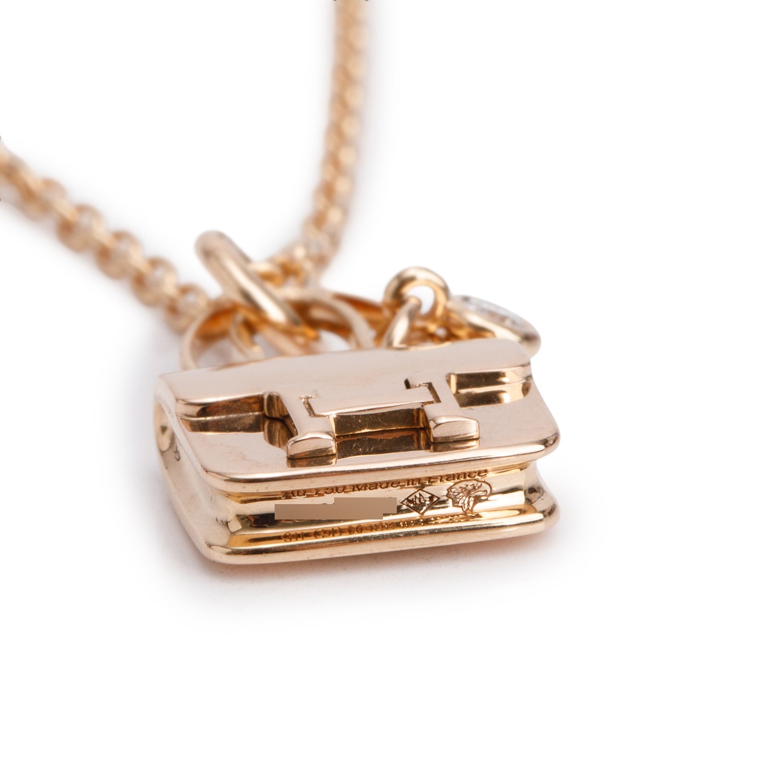 Hermes 18k Rose Gold Amulettes Constance Pendant Necklace w/ Box