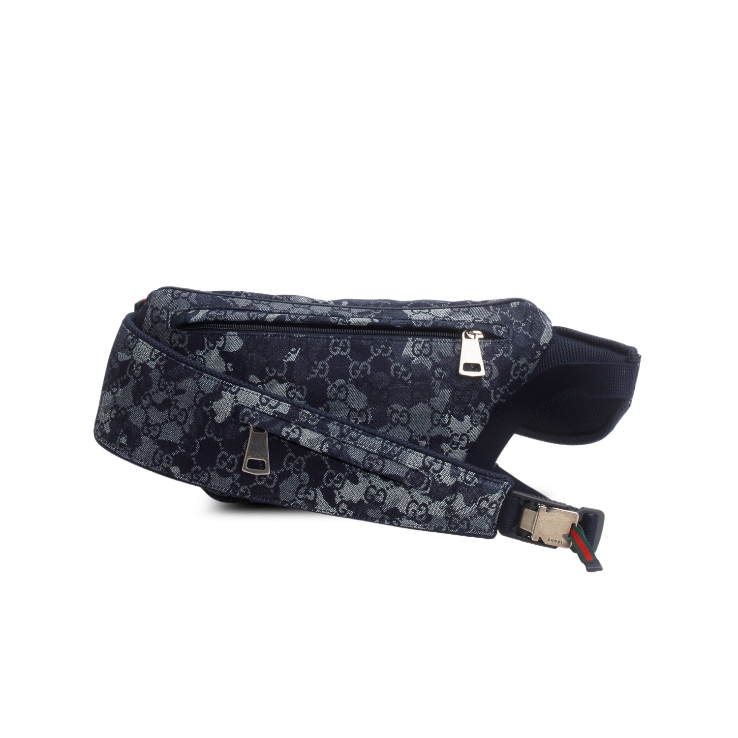 Gucci Blue Denim GG Monogram Camouflage Belt Bag