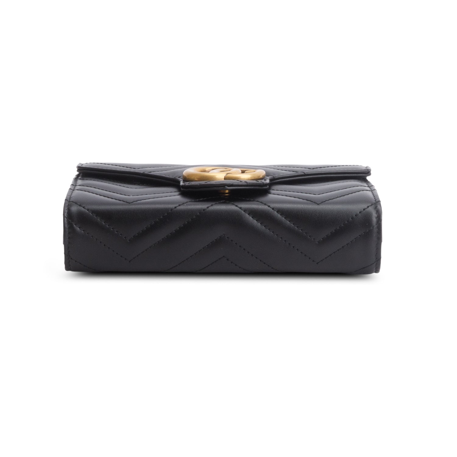 Gucci Black Calfskin Matelasse GG Marmont Wallet on Chain w/ Box