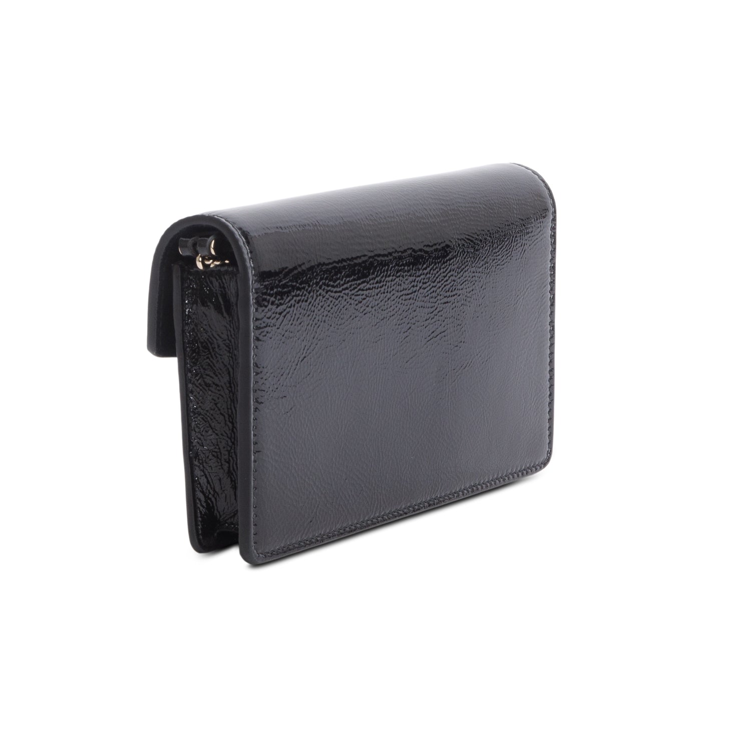 Gucci Black Crinkled Patent Leather Dionysus Wallet on Chain