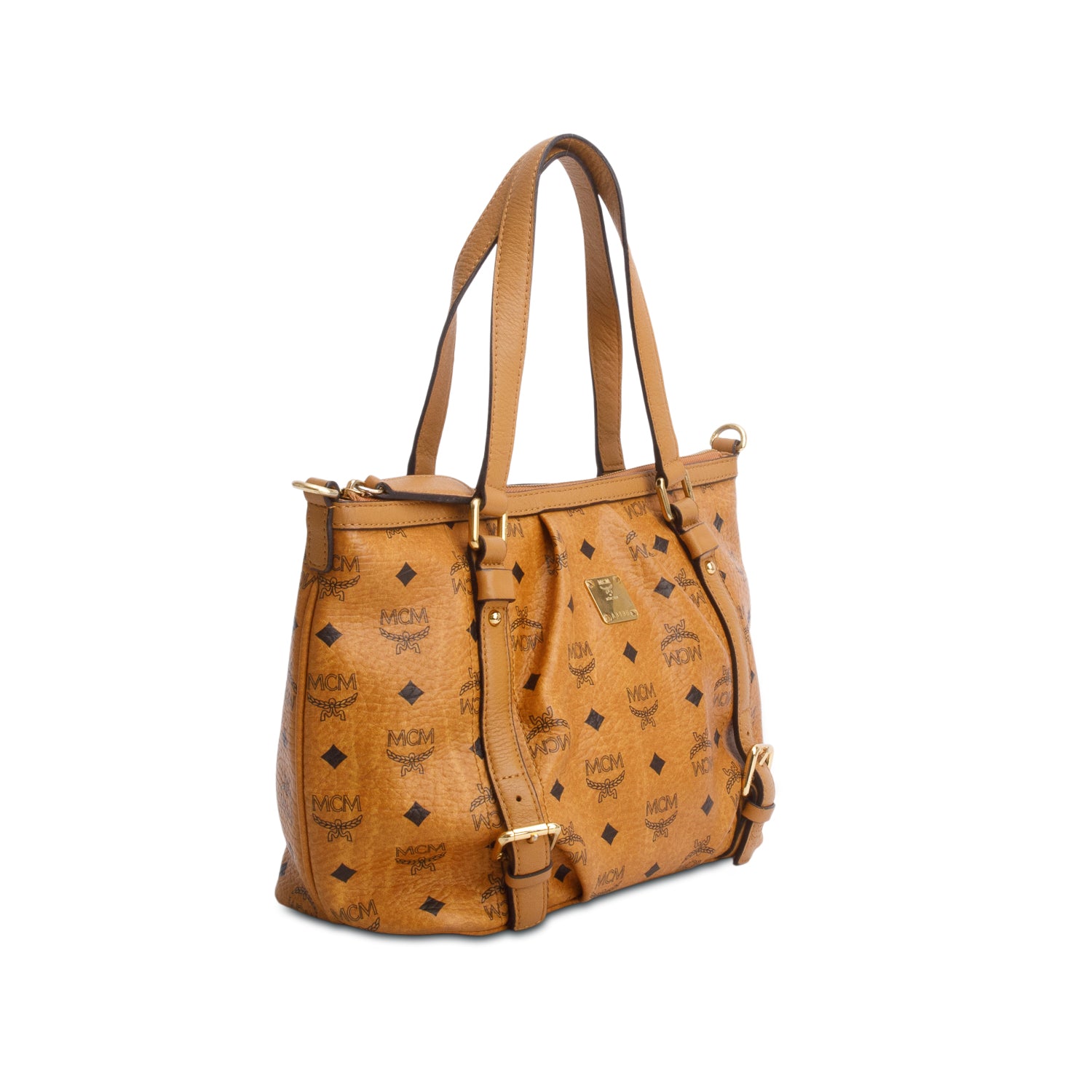 MCM Brown Visetos Essentials Shopper Tote w/ Strap