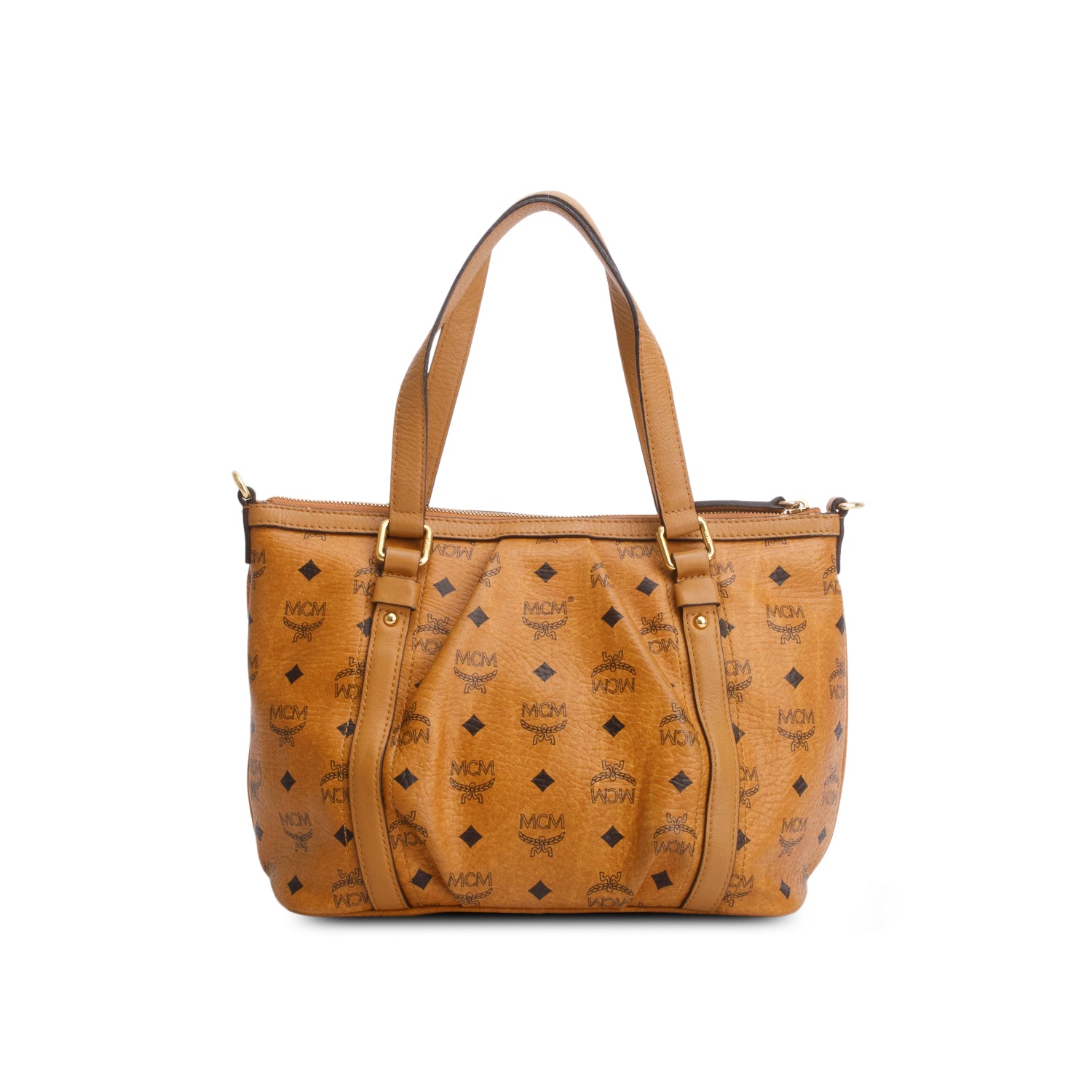 MCM Brown Visetos Essentials Shopper Tote w/ Strap