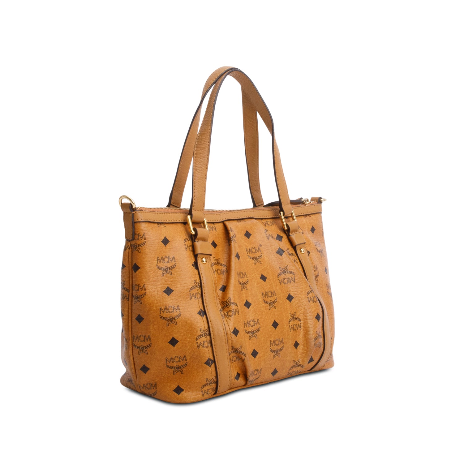 MCM Brown Visetos Essentials Shopper Tote w/ Strap