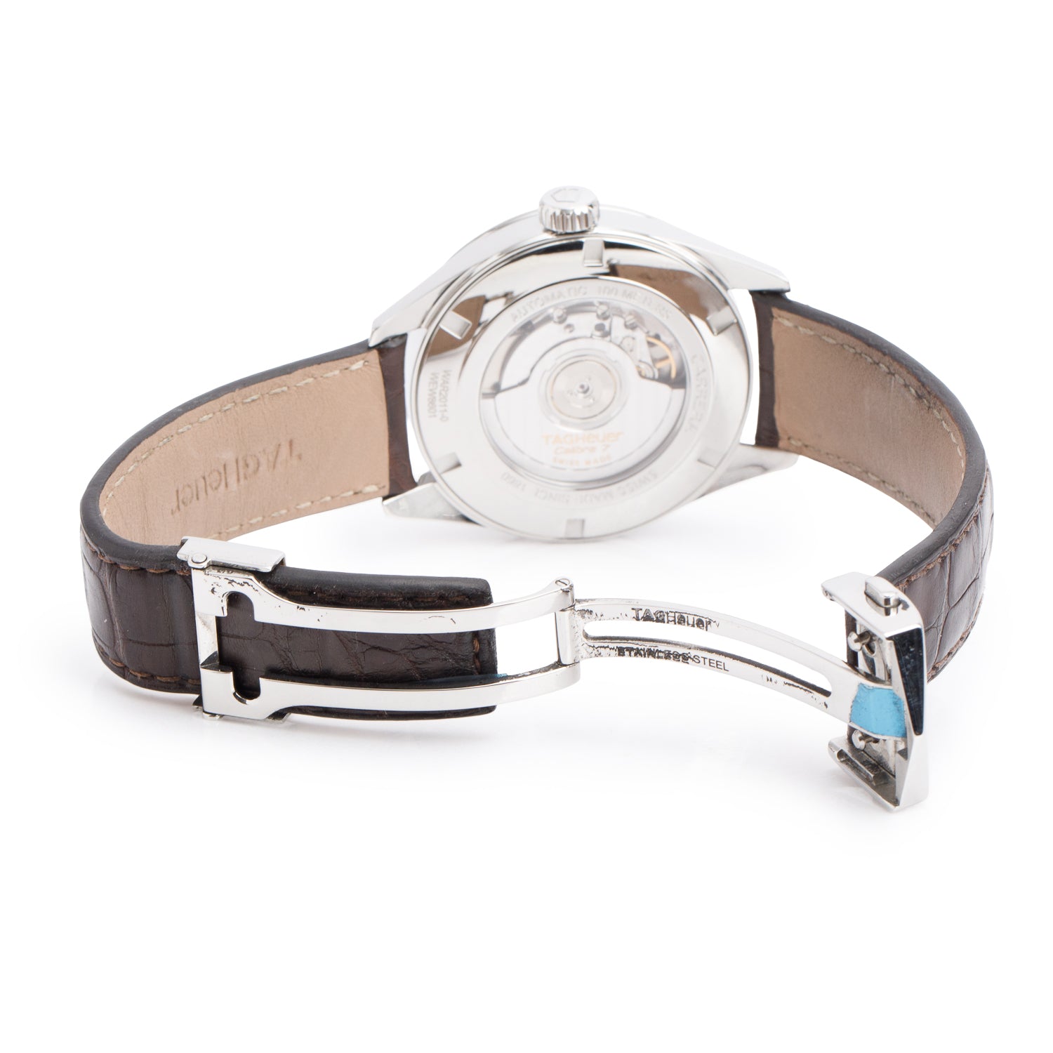 Tag Heuer Stainless Steel Carrera Dual Time 41 MM Automatic Watch White Dial WAR2011-0