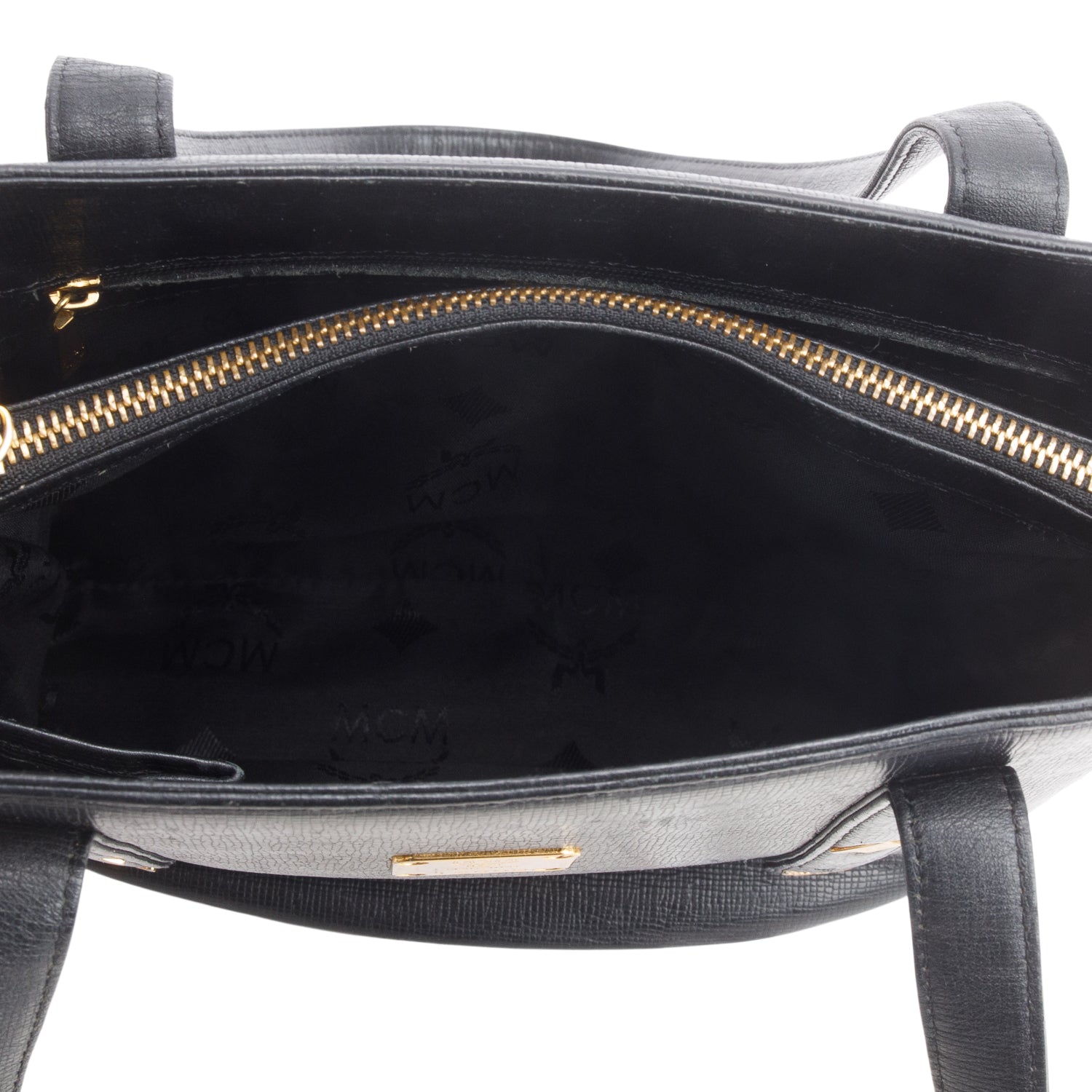 MCM Black Leather Studded Bucket Tote w/ Pouch