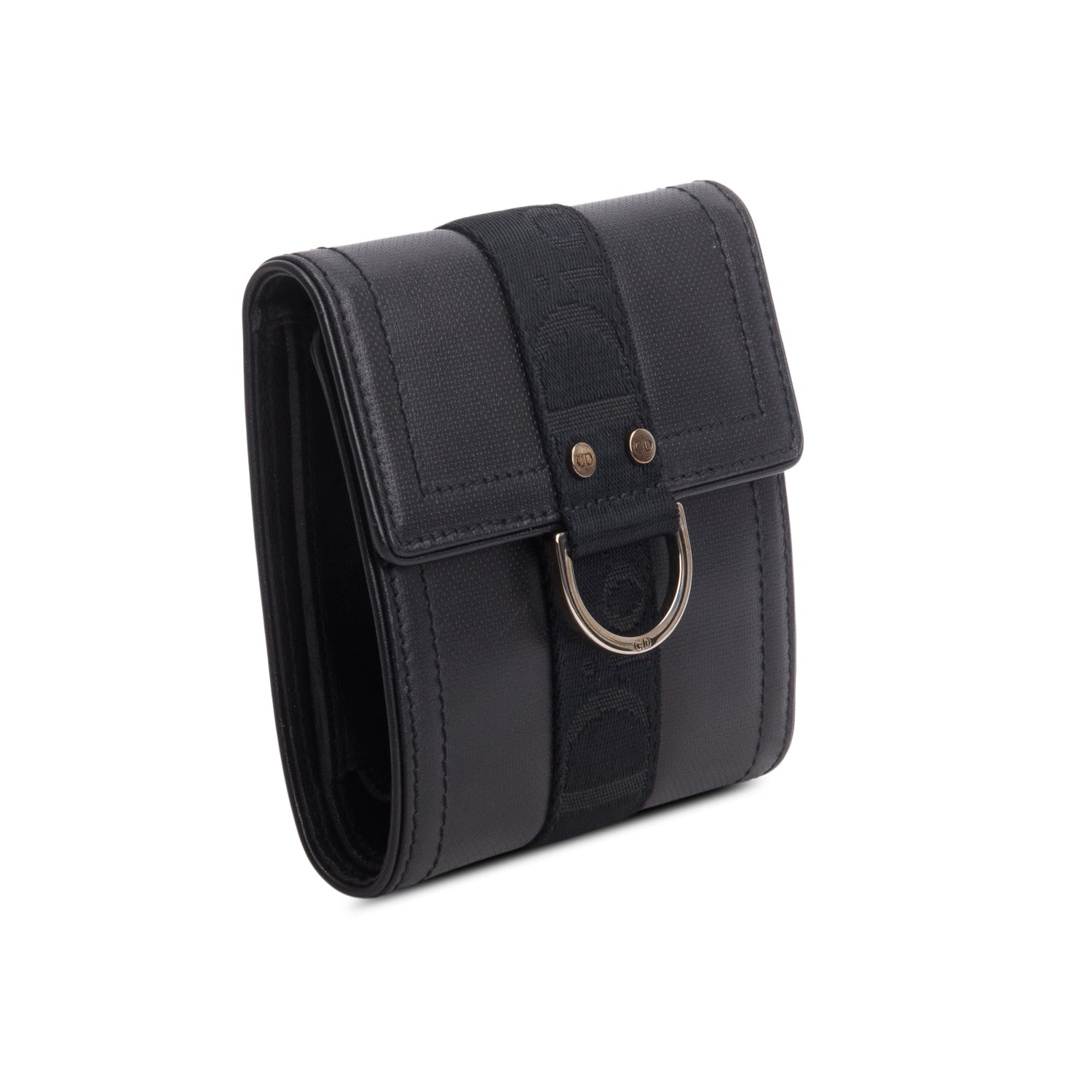 Christian Dior Black Leather Hardcore Compact Wallet