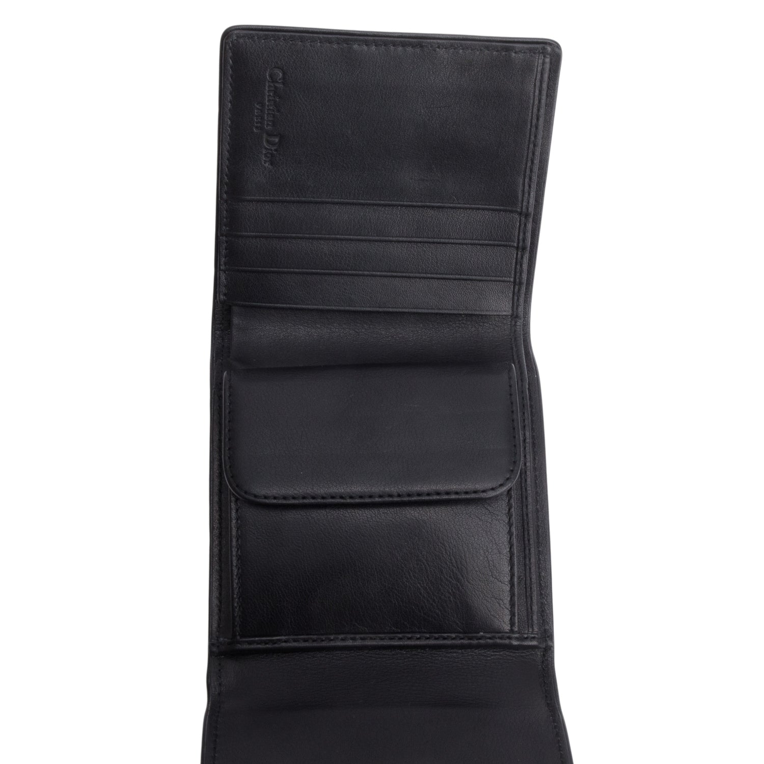 Christian Dior Black Leather Hardcore Compact Wallet
