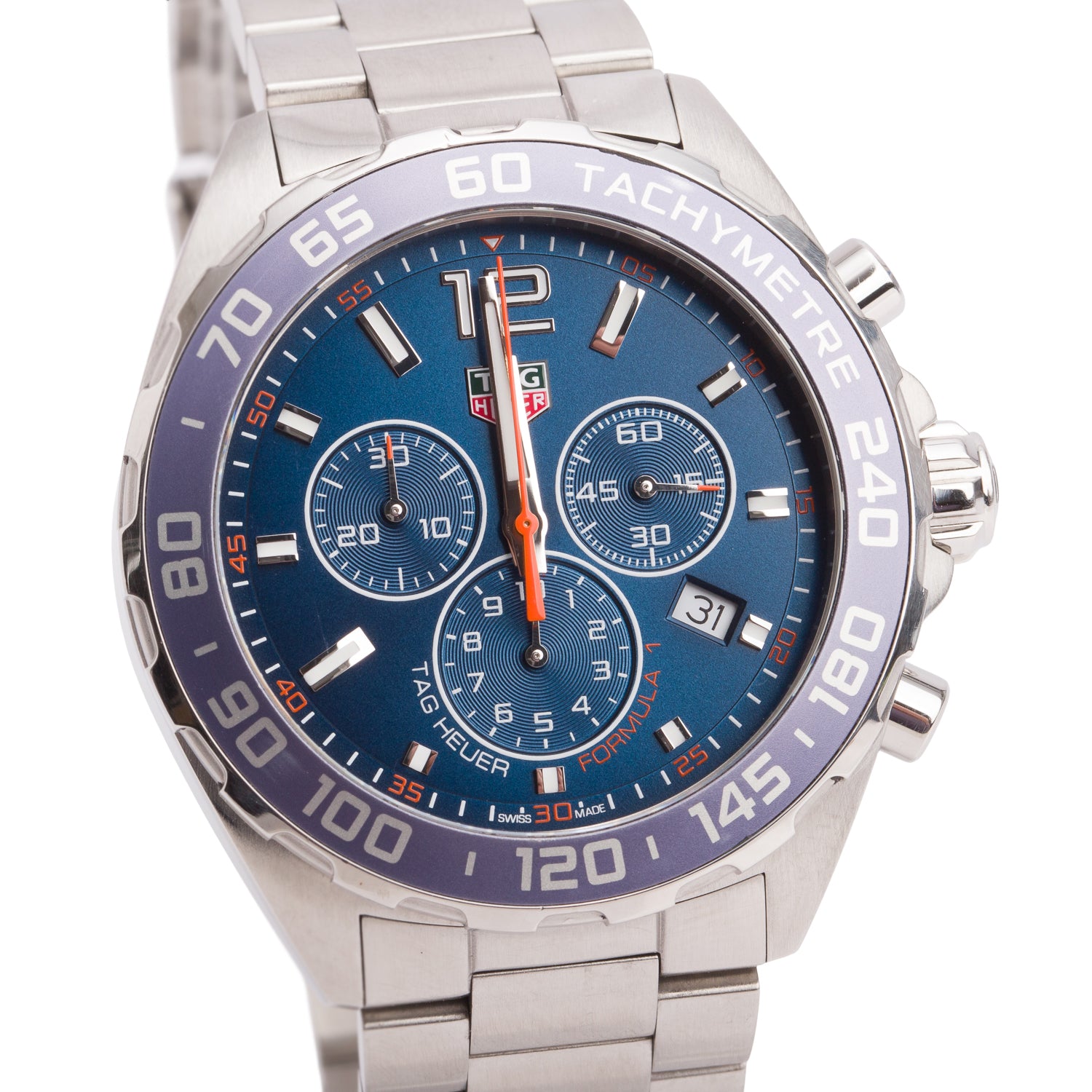 Tag Heuer 2021 Stainless Steel Formula 1 43 MM Chronograph Quartz Watch Blue Dial CAZ1014 w/ Box & Papers