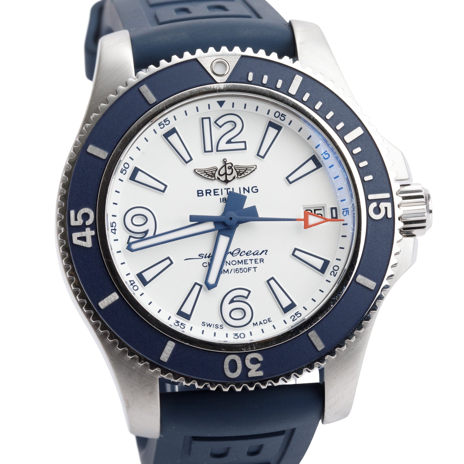 Breitling Stainless Steel Superocean 42 MM Automatic Watch White Dial A17366 w/ Box