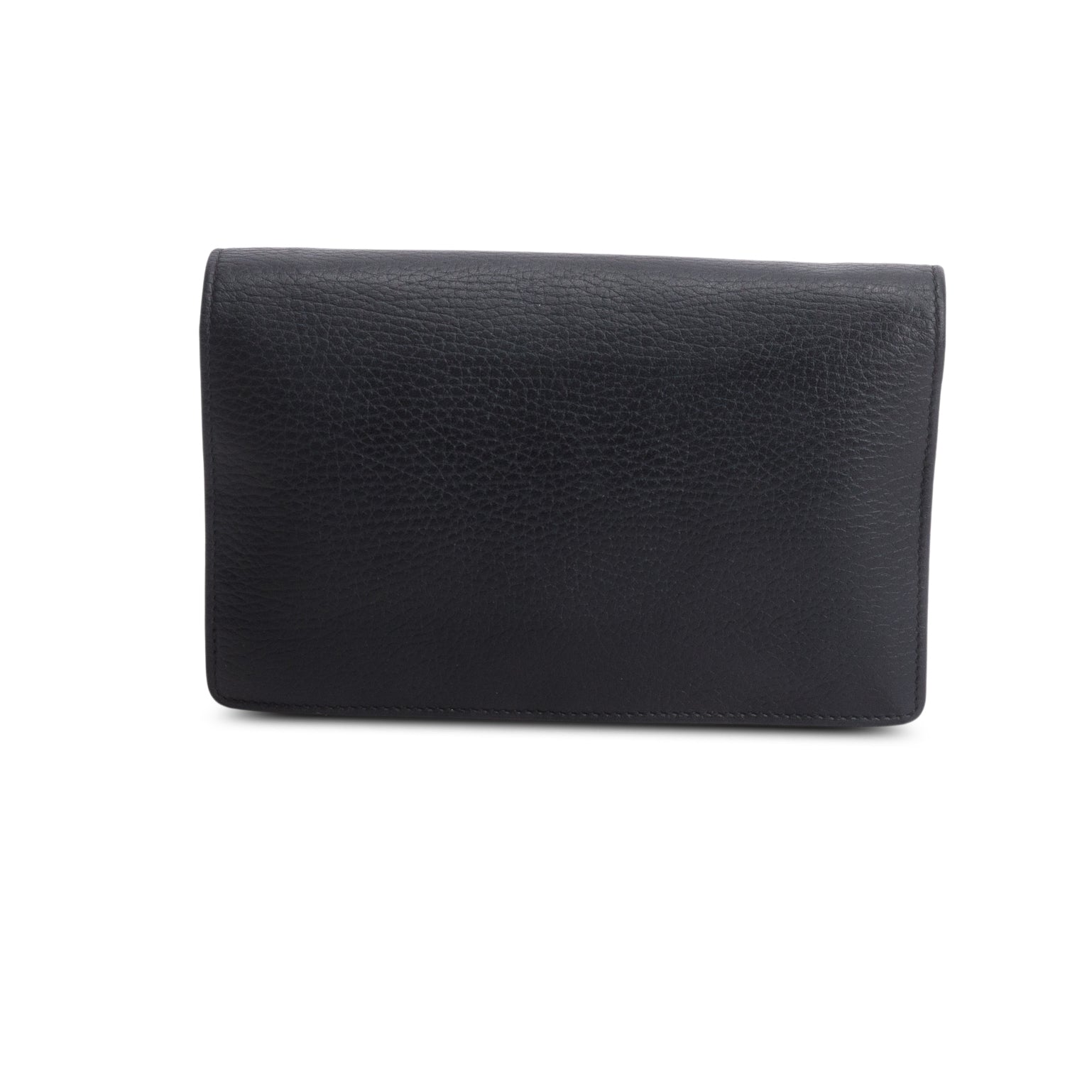 Gucci Black Dollar Calfskin Mini GG Marmont Wallet On Chain