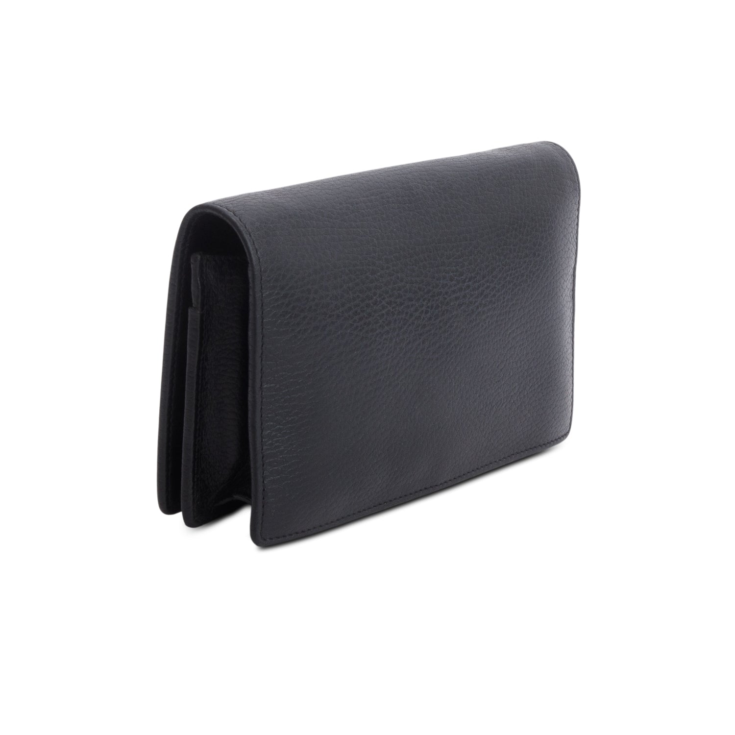 Gucci Black Dollar Calfskin Mini GG Marmont Wallet On Chain