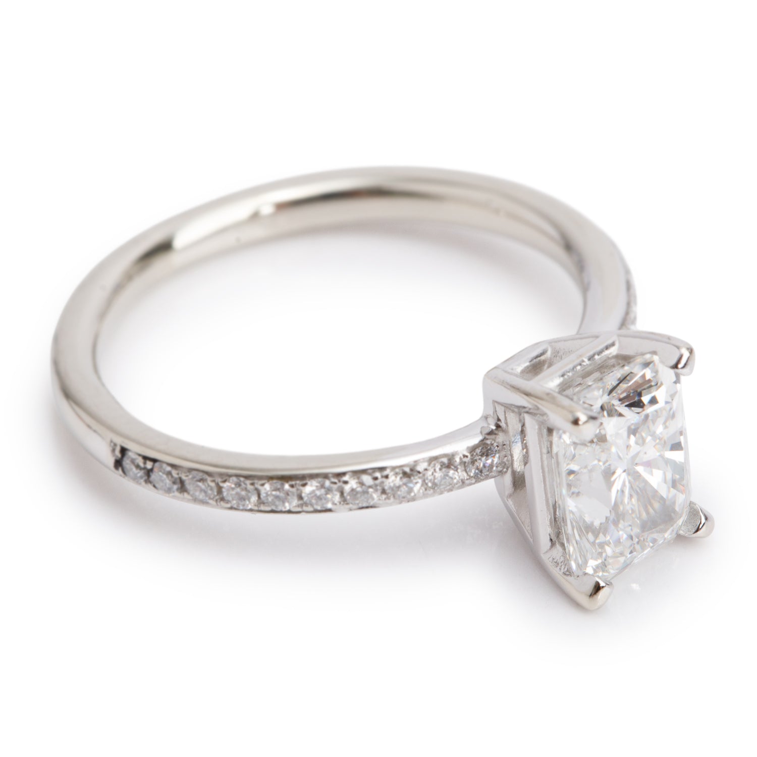 18k White Gold 1.50 ct. Radiant Cut Diamond Engagement Ring, Size 5.75
