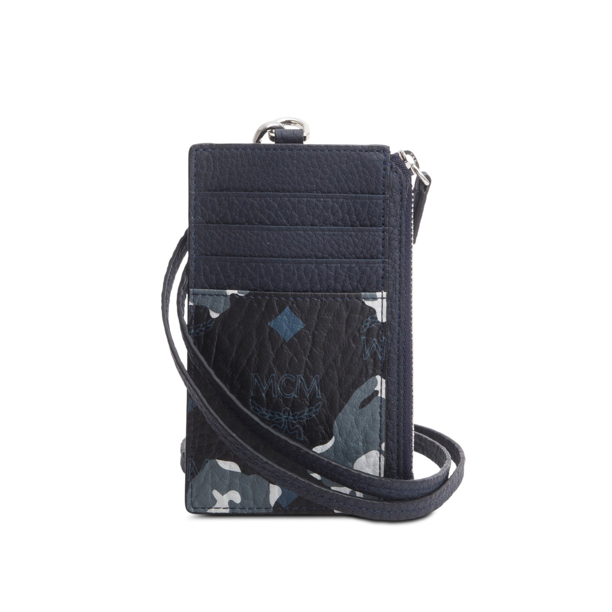 MCM Navy Leather Camo Print Portuna Card Holder w/ Box & Strap – OLIVER'S