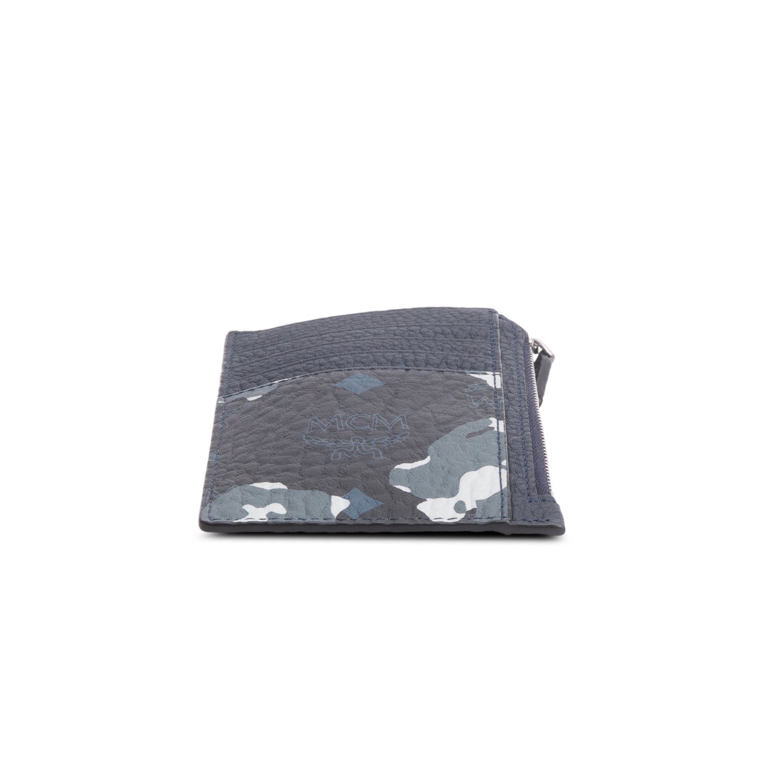 MCM Navy Leather Camo Print Portuna Card Holder w/ Box & Strap
