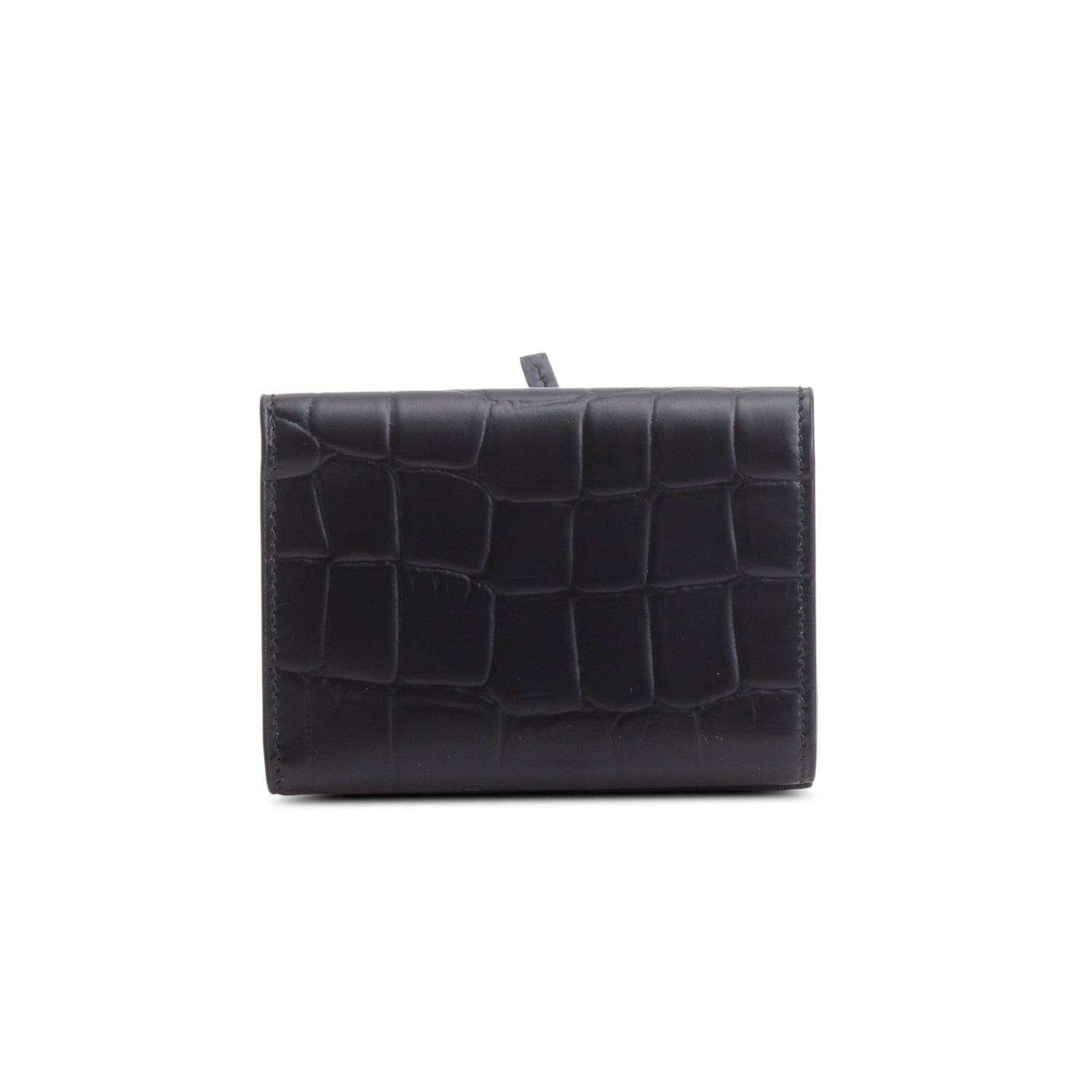 Balenciaga Black Croc Embossed Leather Mini Neo Classic City Wallet w/ Box